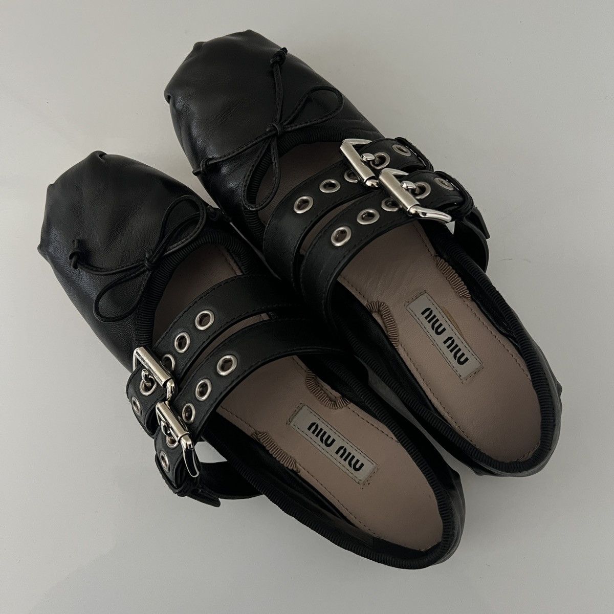 Miu Miu Miu Miu Nappa Leather Belted Ballet Flats Size US 5 / IT 35 - 6 Thumbnail