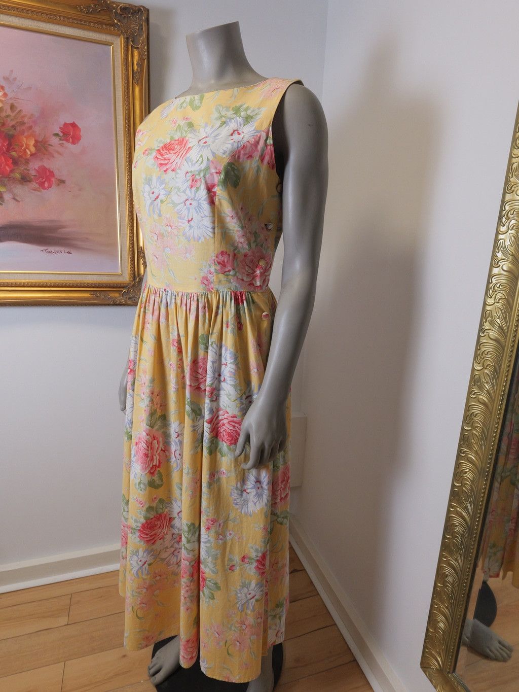 Laura Ashley Women's Laura Ashley Cottage Core Floral Cotton Dress Yellow Size L / US 10 / IT 46 - 5 Thumbnail