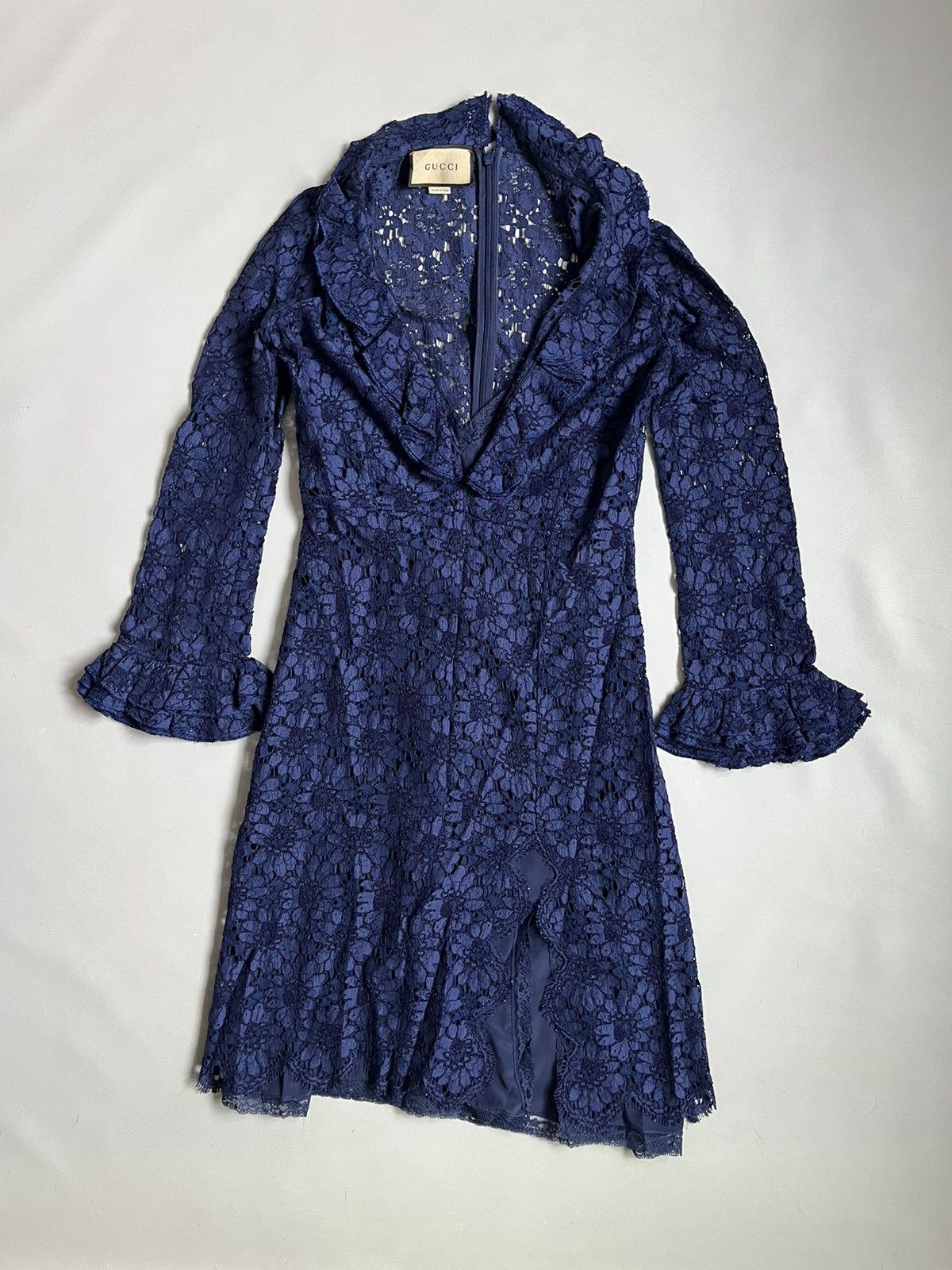 Gucci Gucci Blue Floral Lace Polyamide Dress Size M / US 6-8 / IT 42-44 - 1 Thumbnail