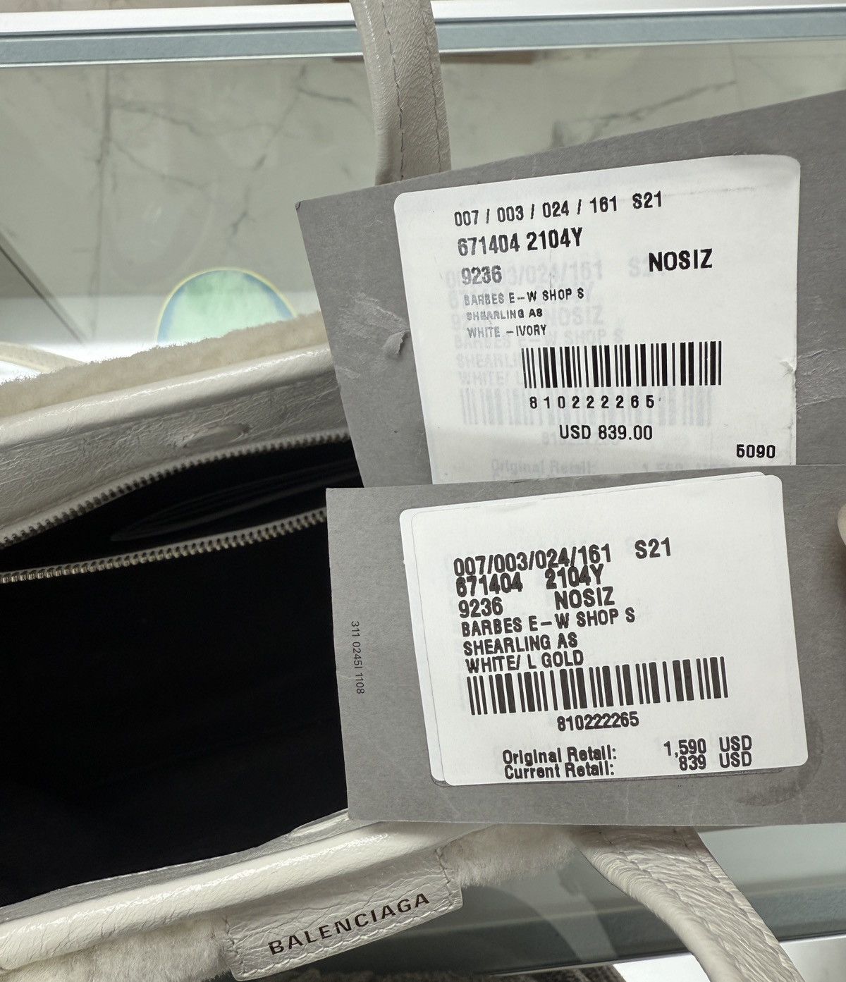 Balenciaga Balenciaga Barbes Small East-West Shopper Bag in Shearling Size ONE SIZE - 10 Thumbnail