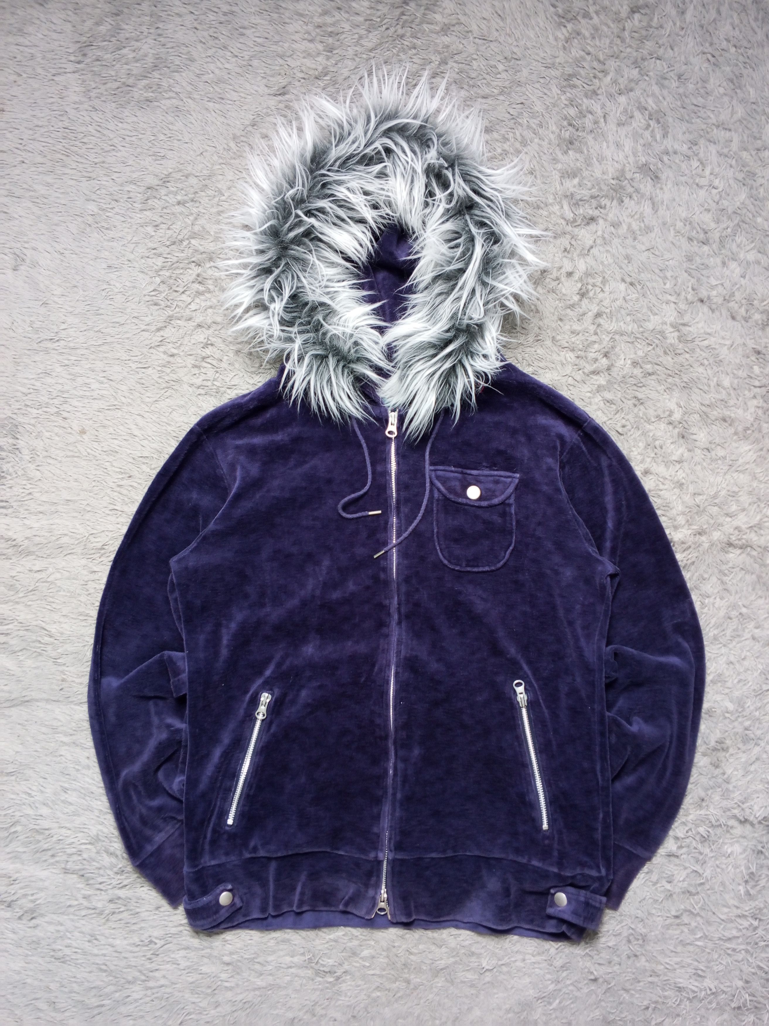 Japanese Brand Rage Blue Bludru Faux Fur Hoodie Size US L / EU 52-54 / 3 - 1 Thumbnail