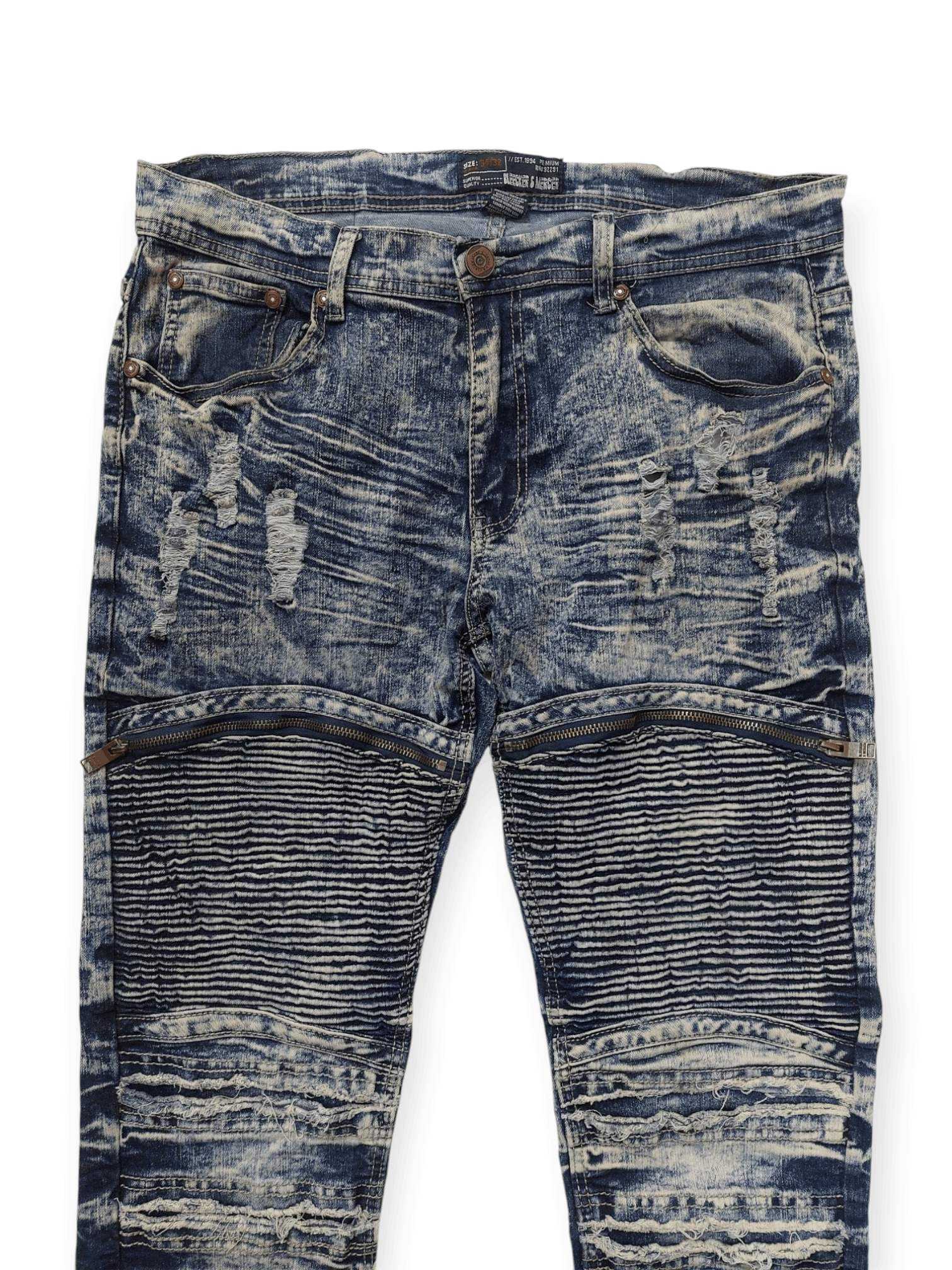 Designer Punk Biker Denim Bleecker & Mercer Jeans Size US 34 / EU 50 - 2 Thumbnail