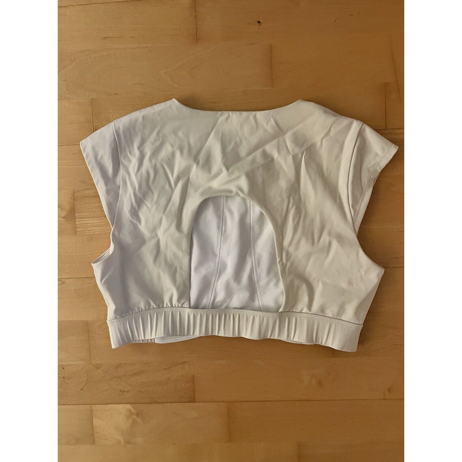 Designer Goop G. Cropped Jersey Workout Top White Beige Medium Size M / US 6-8 / IT 42-44 - 3 Thumbnail