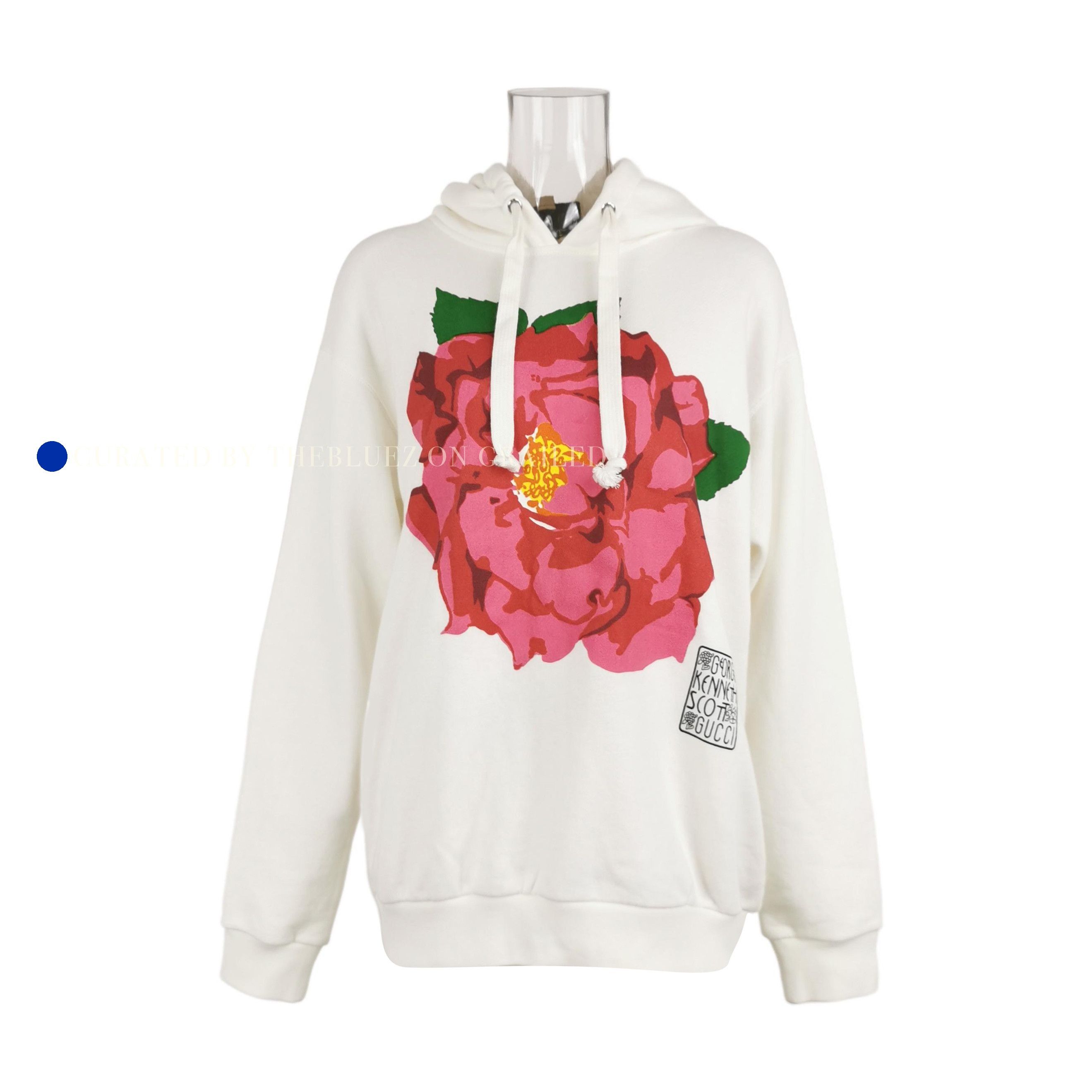 Gucci Floral Print Logo Hoodie in White Size US S / EU 44-46 / 1 - 1 Thumbnail