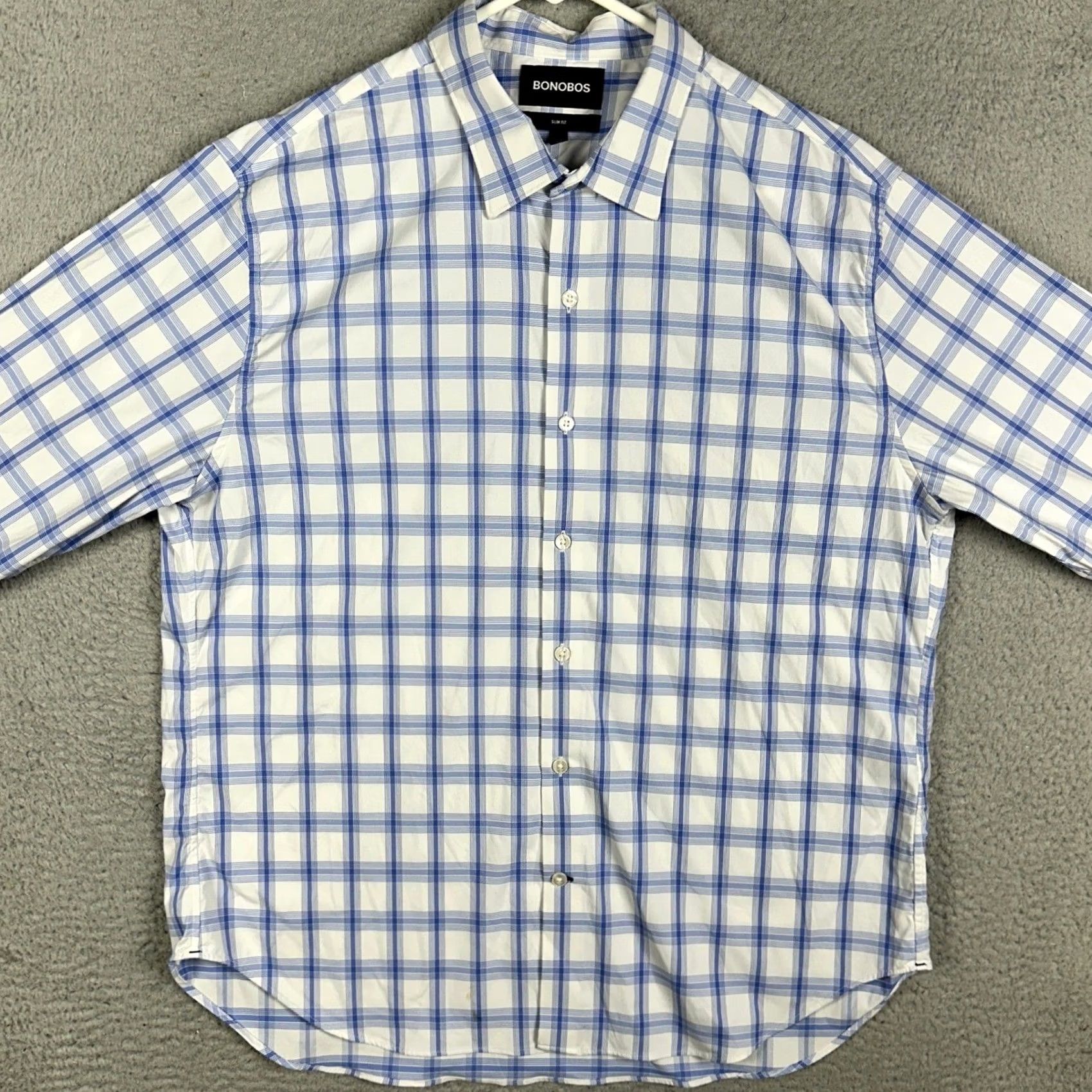 Bonobos Bonobos Shirt Mens XL Blue White Slim Fit Button Up Plaid Stretch Outdoor Size US XL / EU 56 / 4 - 2 Thumbnail