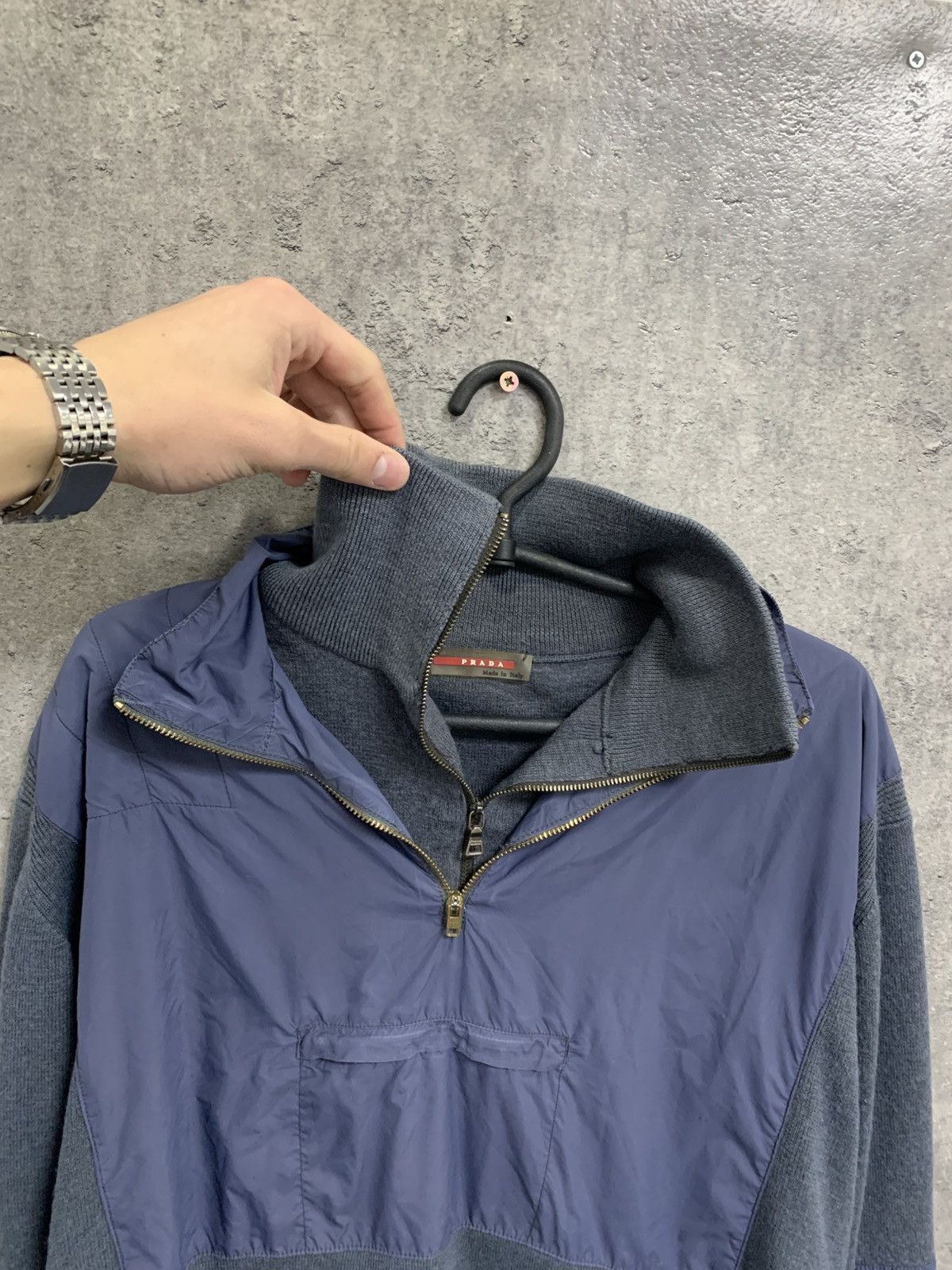 Prada Archive Vintage Prada Black Tab Nylon Zip Sweater Size US L / EU 52-54 / 3 - 4 Thumbnail