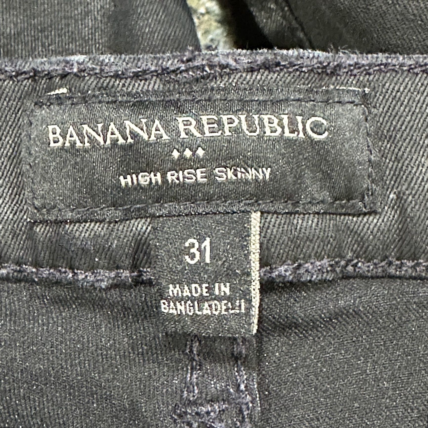 Banana Republic Banana Republic Pants 31 Black High Rise Skinny Stretch Coated Shine Casual Jegging Womens Regular Inseam 28 Size 24" / US 00 / IT 34 - 3 Thumbnail