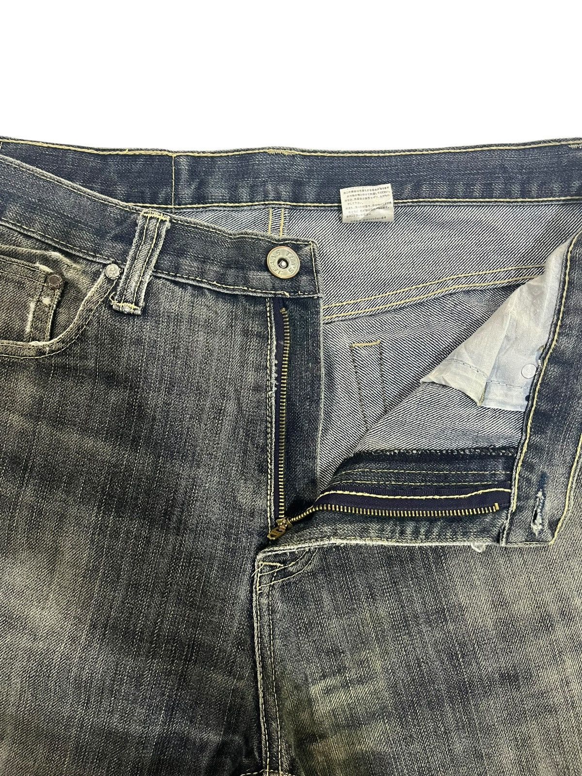 If Six Was Nine × Japanese Brand Y2K💥 VINTAGE WASHED BLUE DISTRESSED DENIM Size US 34 / EU 50 - 6 Thumbnail