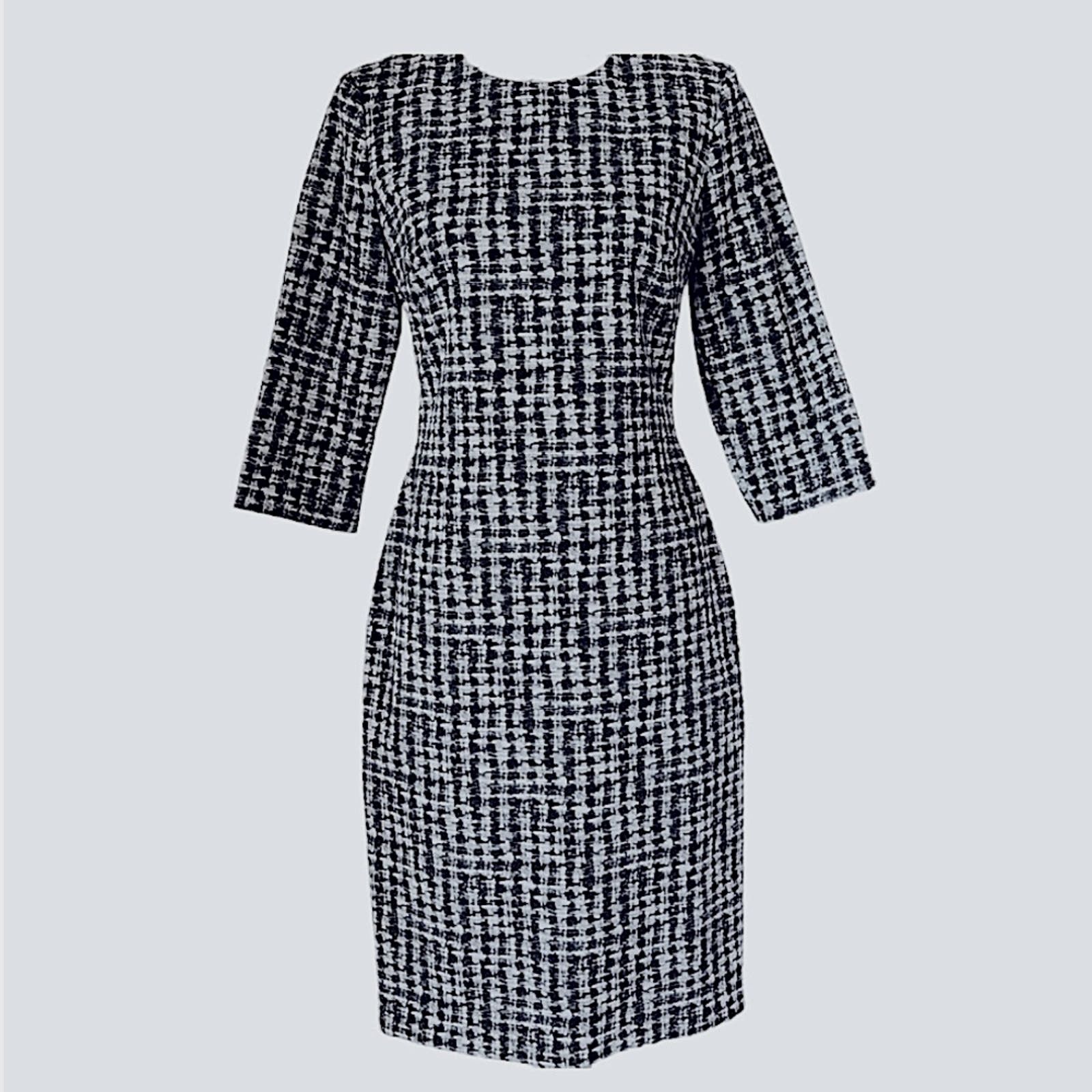 image of Hugo Boss Black And White Dress: Classic Style | Size 0, Women's