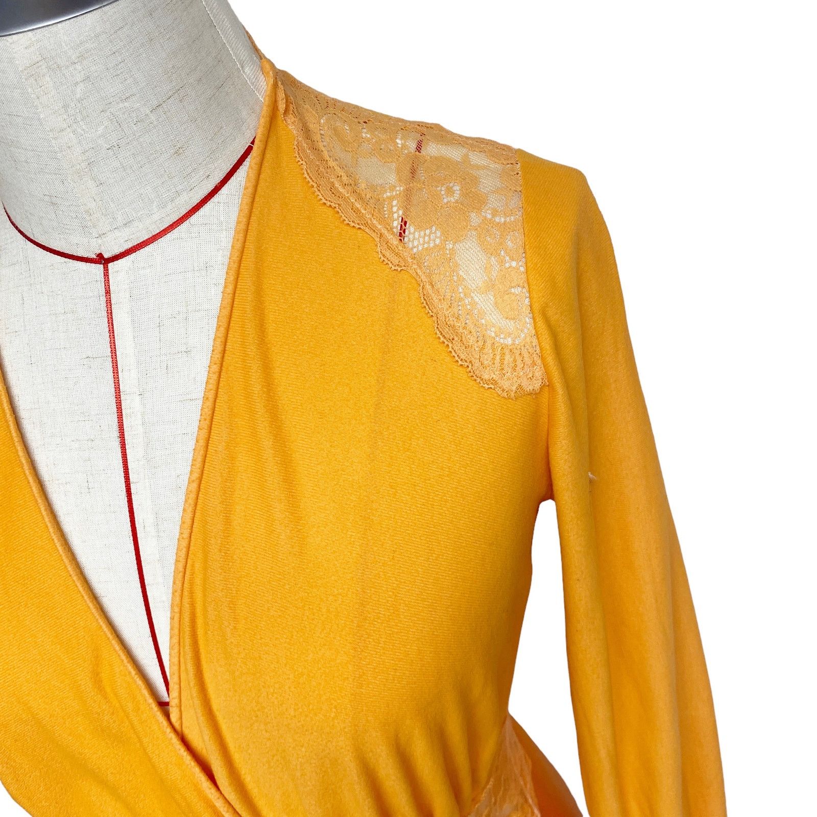 Vintage Vintage Orange Lace Detail Long Sleeve Maxi Slip Dress Size ONE SIZE - 5 Thumbnail