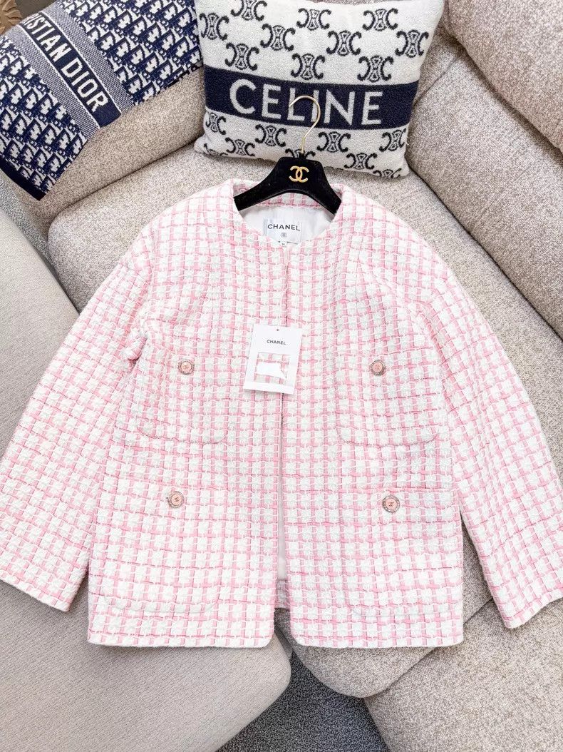 Chanel Chanel 22S pink and white color-blocked fine flash buckle Size XS / US 0-2 / IT 36-38 - 2 Thumbnail