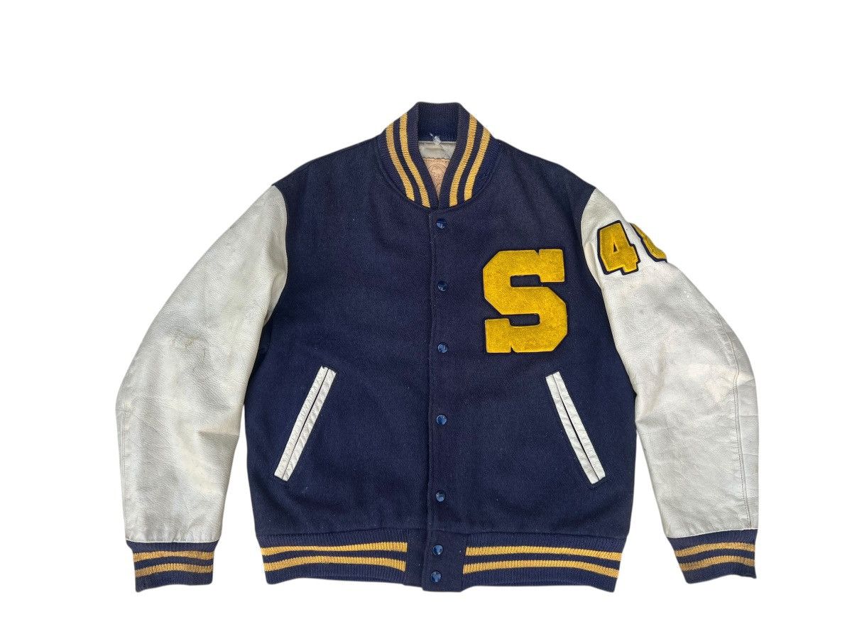 Golden Bear 70s Golden Bear Distressed Bomber Varsity Jacket Size US L / EU 52-54 / 3 - 1 Thumbnail