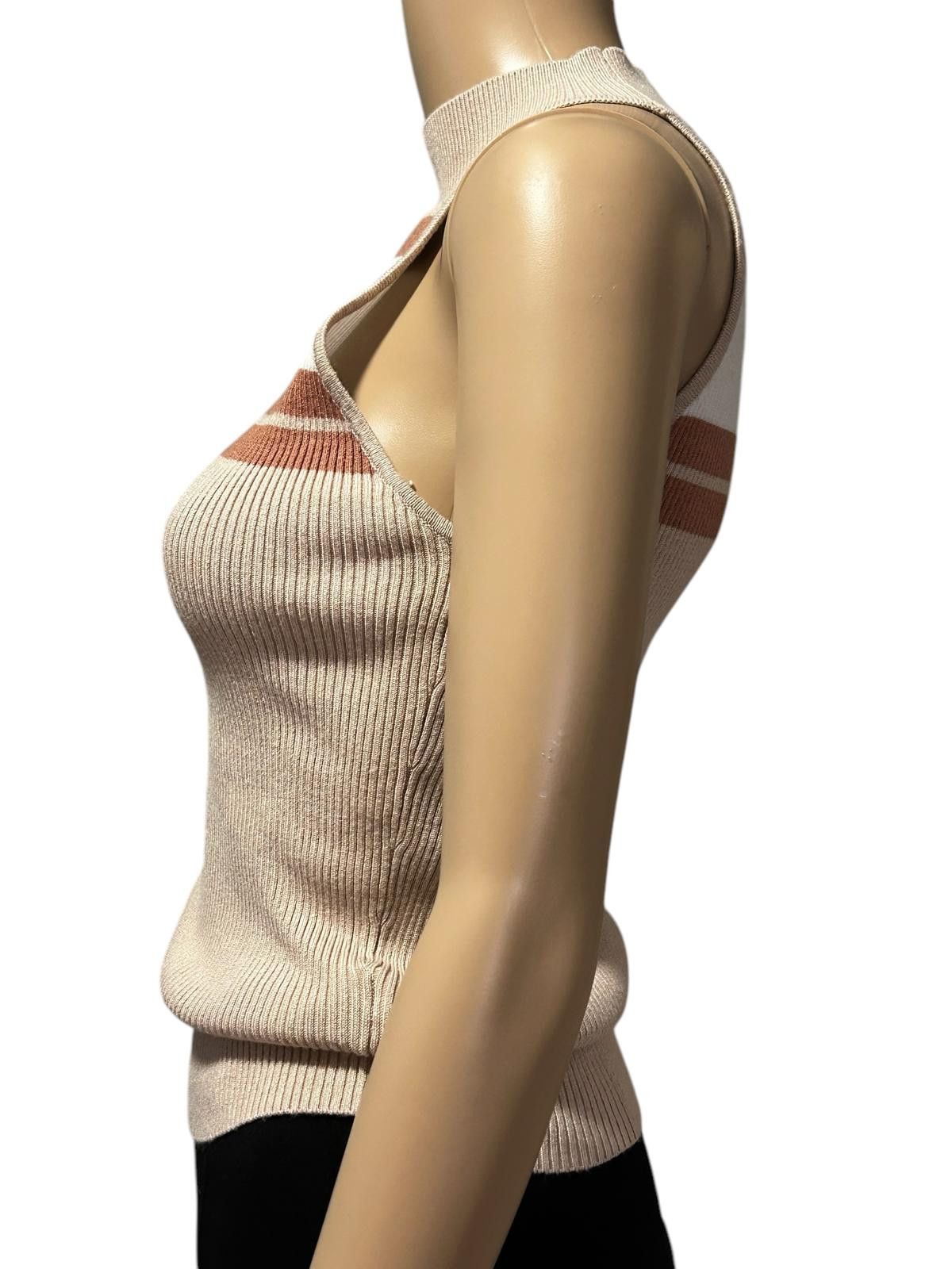 Mexx Chic Ribbed Mock Neck Top with Stripes Size S / US 4 / IT 40 - 4 Thumbnail