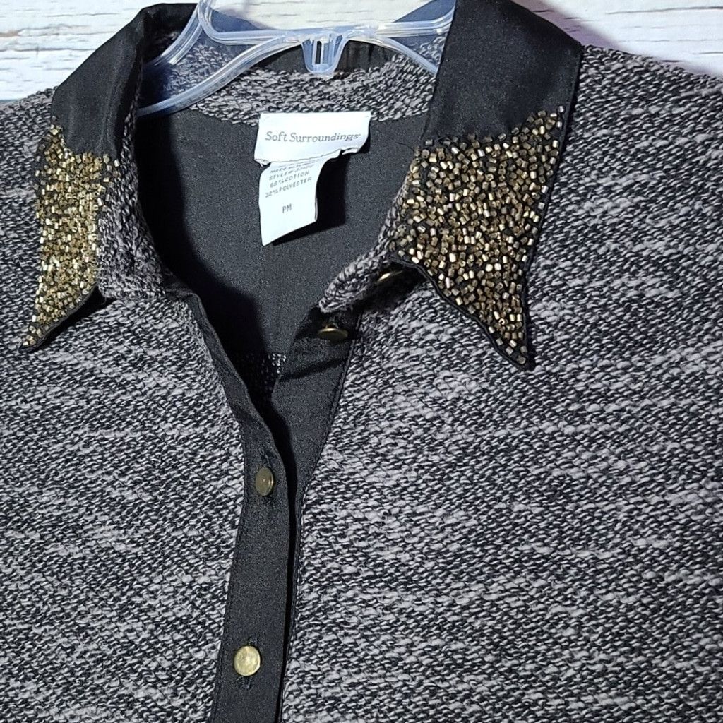 Soft Surroundings Soft Surroundings tweed button down embellished sweater PM Size M / US 6-8 / IT 42-44 - 4 Thumbnail