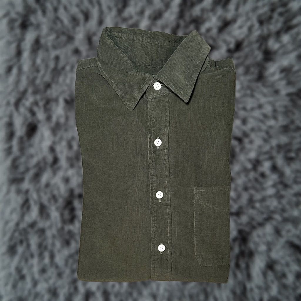 Hamilton Hamilton Olive Green Micro Corduroy Long Sleeve Button Shirt Medium Men Size US M / EU 48-50 / 2 - 1 Thumbnail