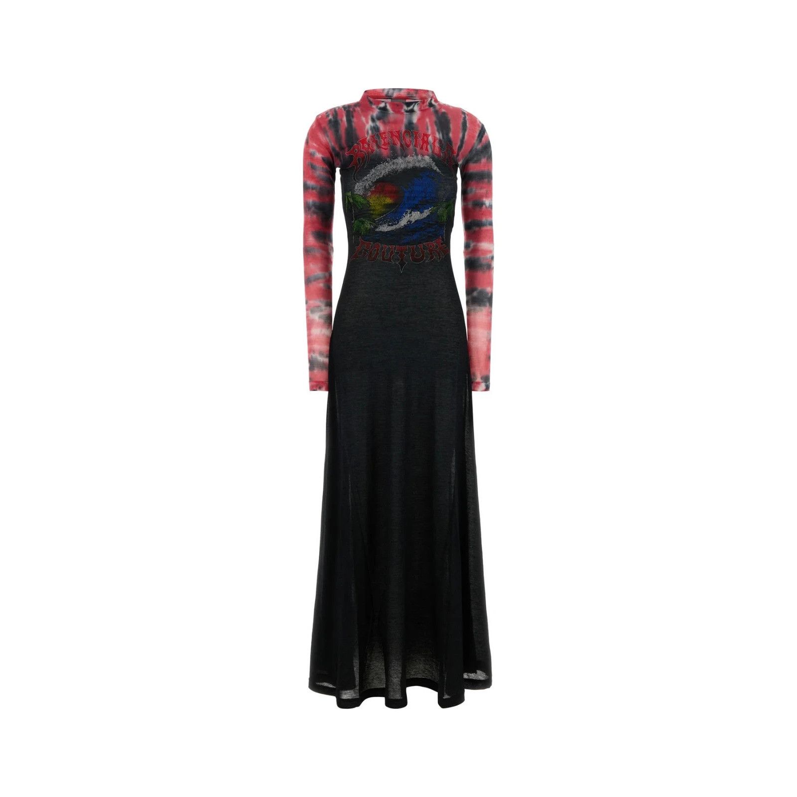 Balenciaga $1350 Black Extreme Tie-Dye Long-Sleeve Dress New, Women's (Size Xs)