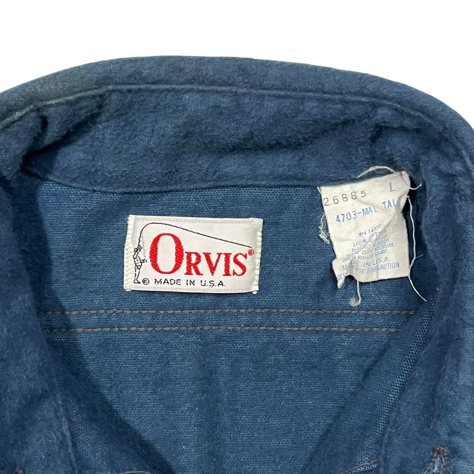 Orvis × Vintage Vintage 80s Orvis blue chamois button up shirt (L) Size US L / EU 52-54 / 3 - 4 Thumbnail