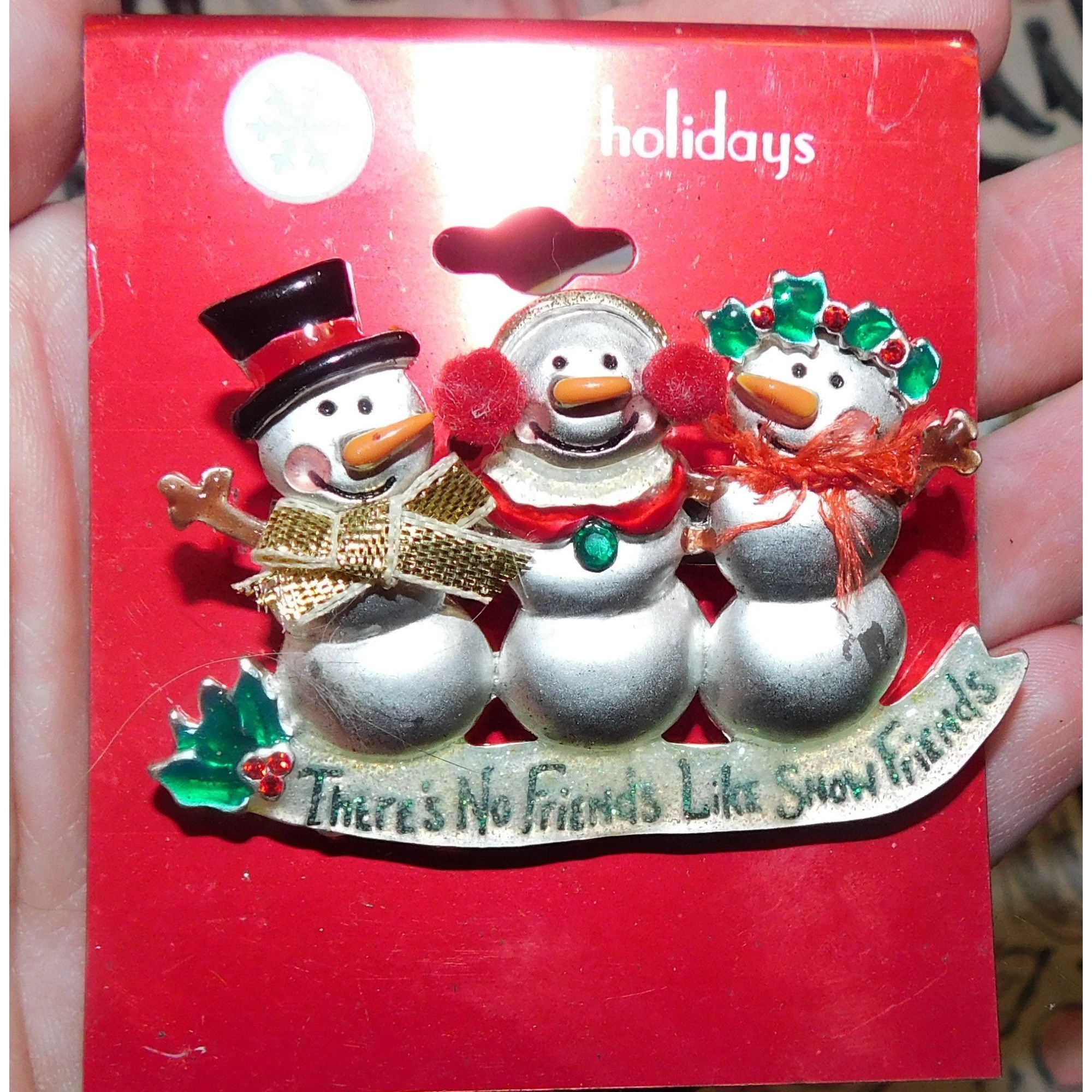 Other Vintage AJMC Snowman Friends Holiday Brooch Size ONE SIZE - 1 Thumbnail