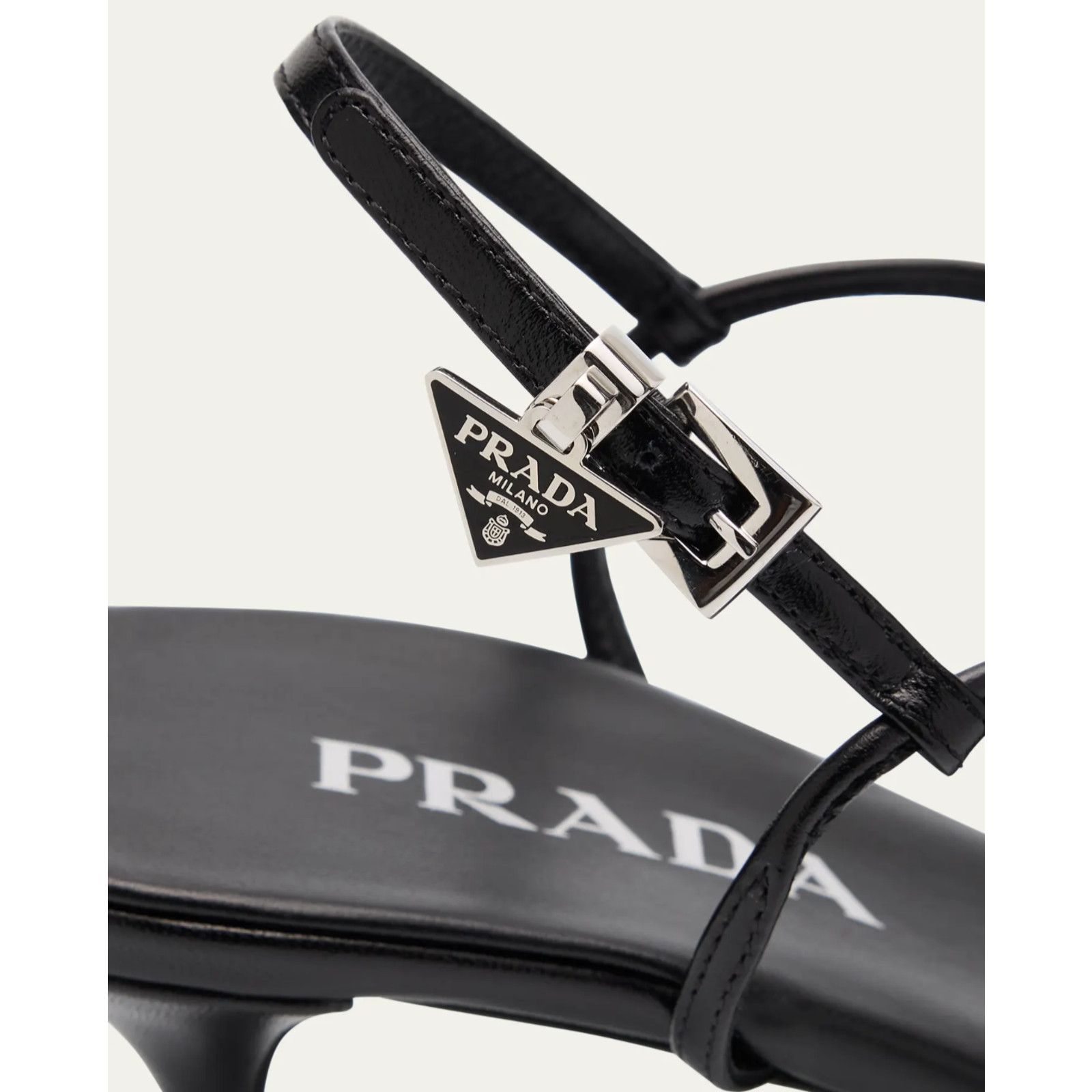 Prada Prada Capretto Strappy Black Leather Slingback Sandal 36.5 Size US 6.5 / IT 36.5 - 5 Thumbnail