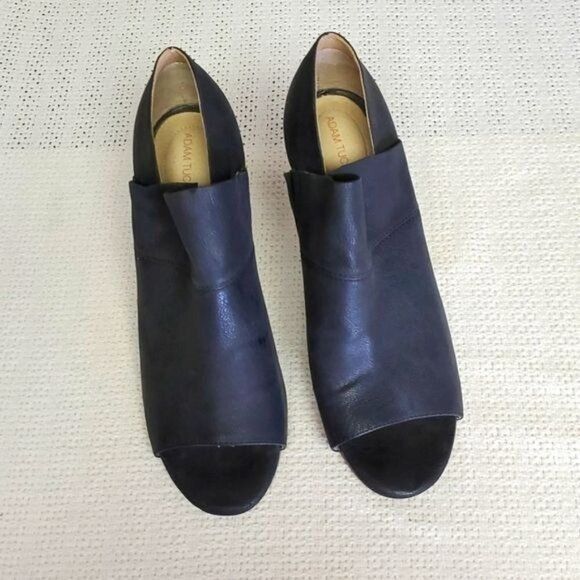 Designer Adam Tucker McKenna Black Leather Sz. 10 3" Heeled Open Peep Size US 10 / IT 40 - 1 Thumbnail