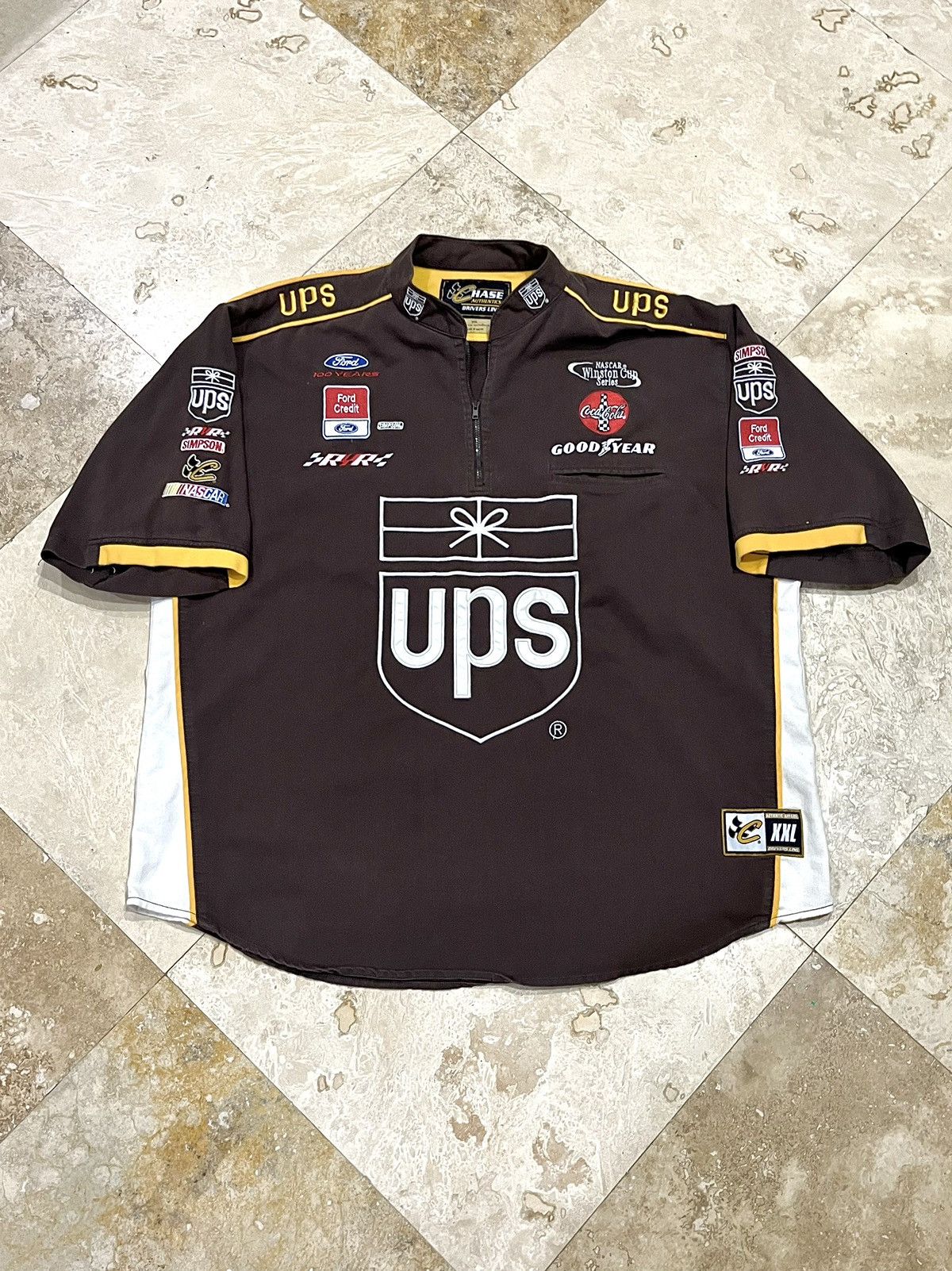 Chase Authentics Y2K UPS NASCAR 1/4 Zip Racing Shirt Size US XXL / EU 58 / 5 - 1 Thumbnail