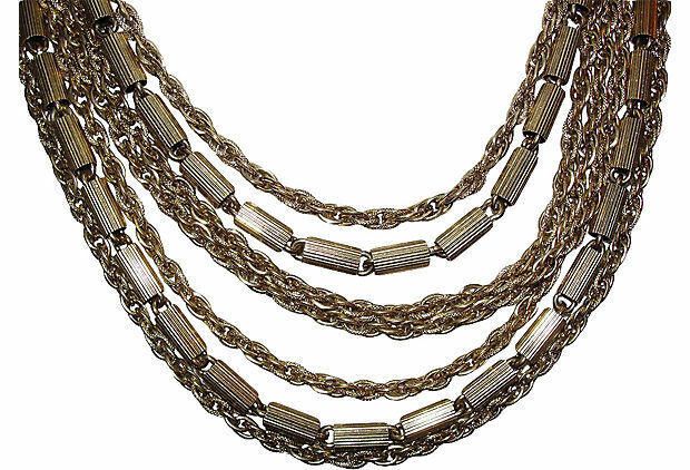 Designer Multi-Strand Gold Tone Chain Necklace Size ONE SIZE - 3 Thumbnail