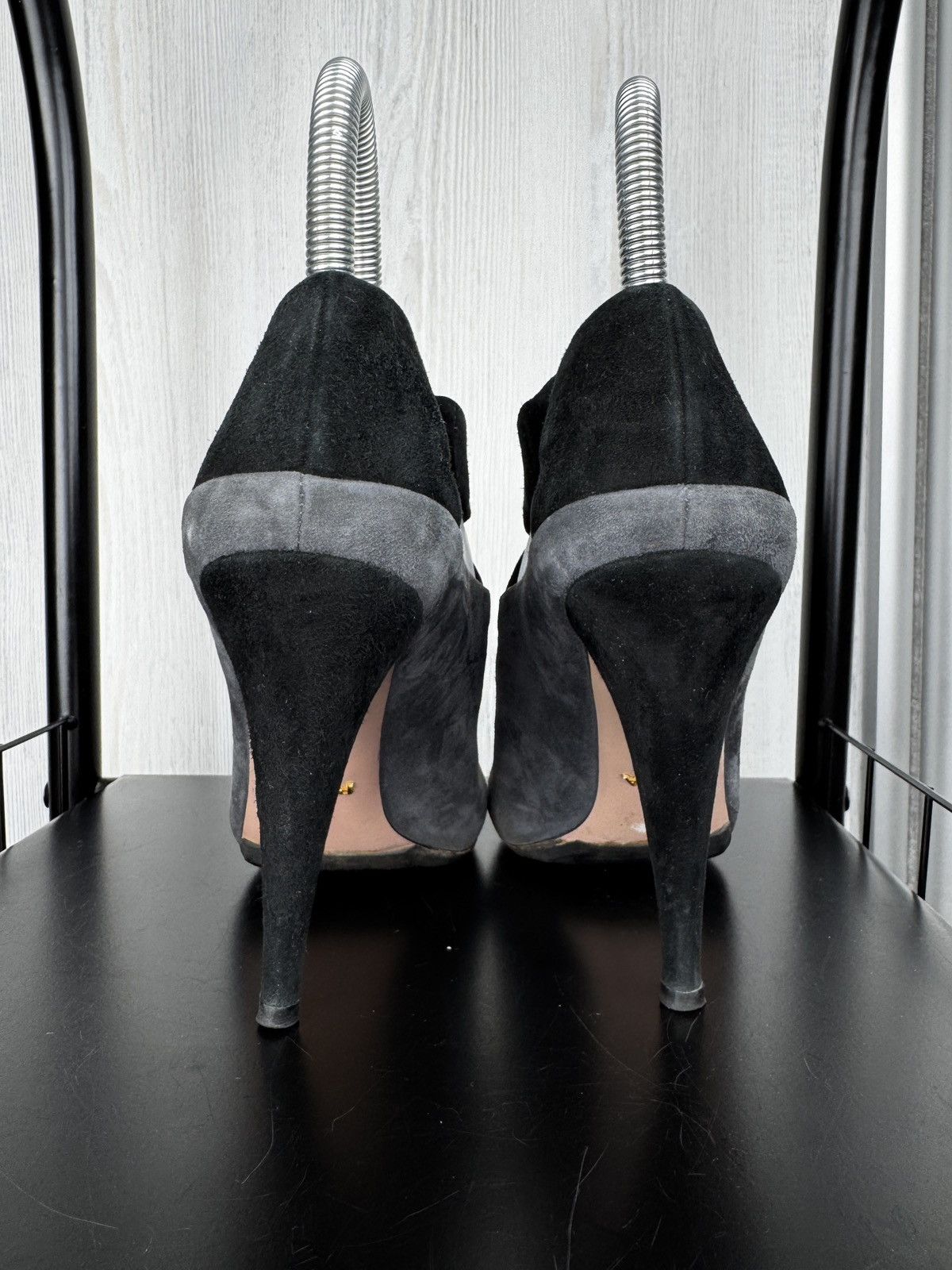 Prada Prada Gray Black Suede Ankle Cone Heels Size 36.5 EU 6.5 US Size US 6.5 / IT 36.5 - 11 Thumbnail