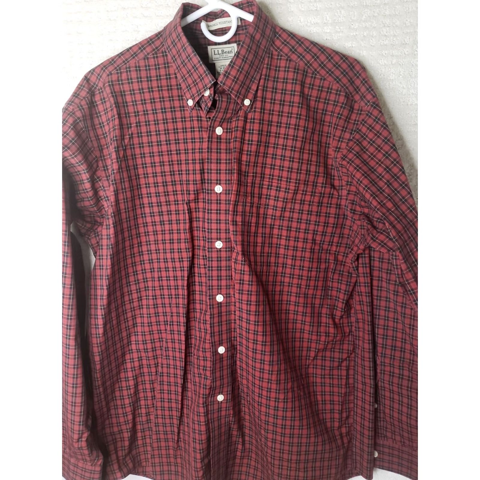 Vintage LL Bean Shirt Mens L/S Button-Up Plaid Red Black Yellow Wrinkle Resistant M-Regular Vintage No Size US M / EU 48-50 / 2 - 2 Thumbnail