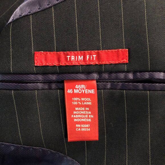 Saks Fifth Avenue Saks fifth avenue men's navy 100%wool 2pc suit size:46R Size 46R - 11 Thumbnail