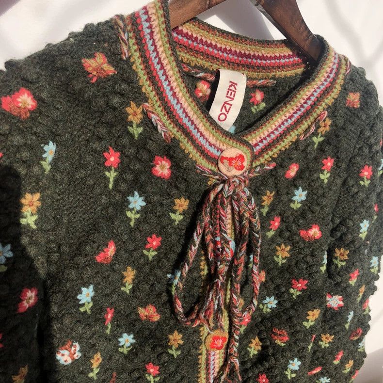 Kenzo KENZO Floral knit cardigan sweater Size L / US 10 / IT 46 - 5 Thumbnail