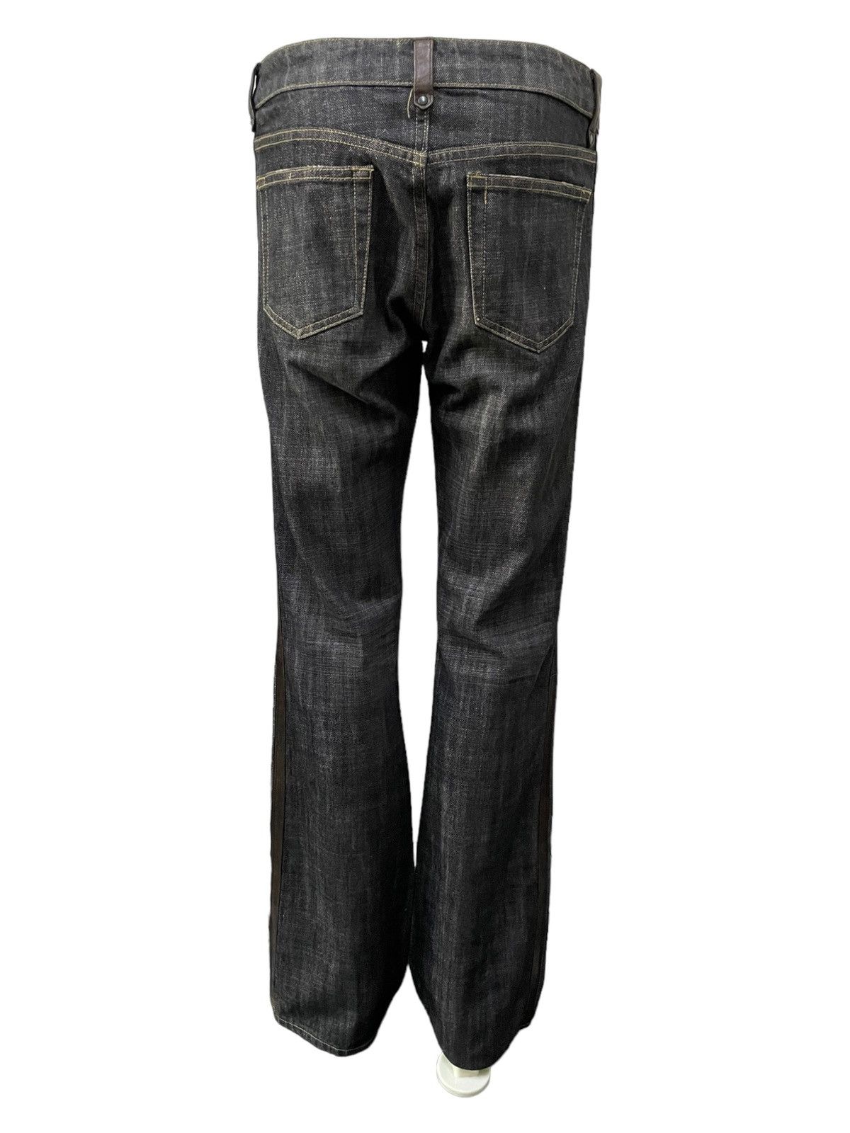 Le Grande Bleu (L.G.B.) Comme Ca Du Mode Leather Side Trimmed Flared Jeans Size US 30 / EU 46 - 3 Thumbnail