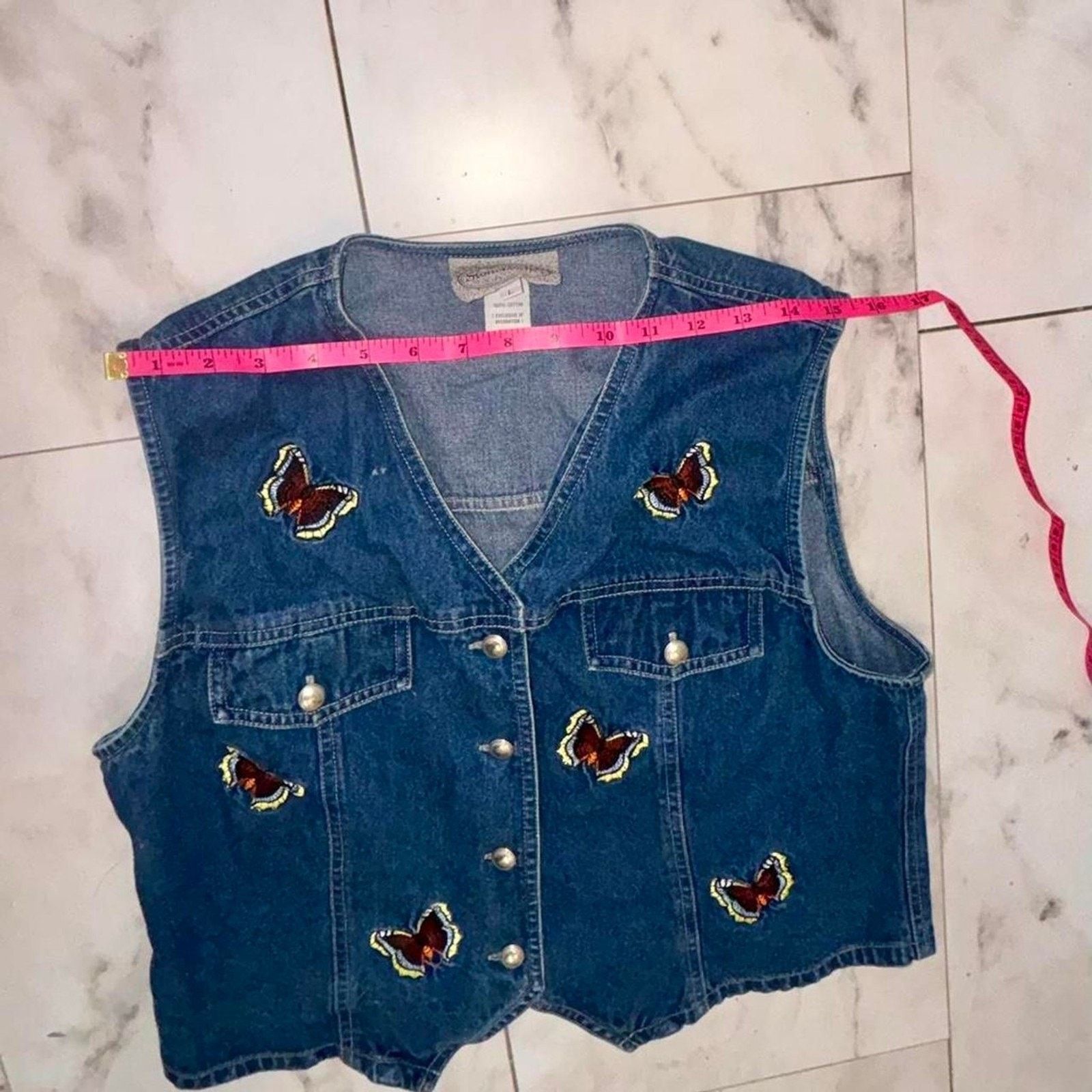 Anthropologie Unbranded Women's Blue and Navy Butterfly Vest Size L / US 10 / IT 46 - 9 Thumbnail
