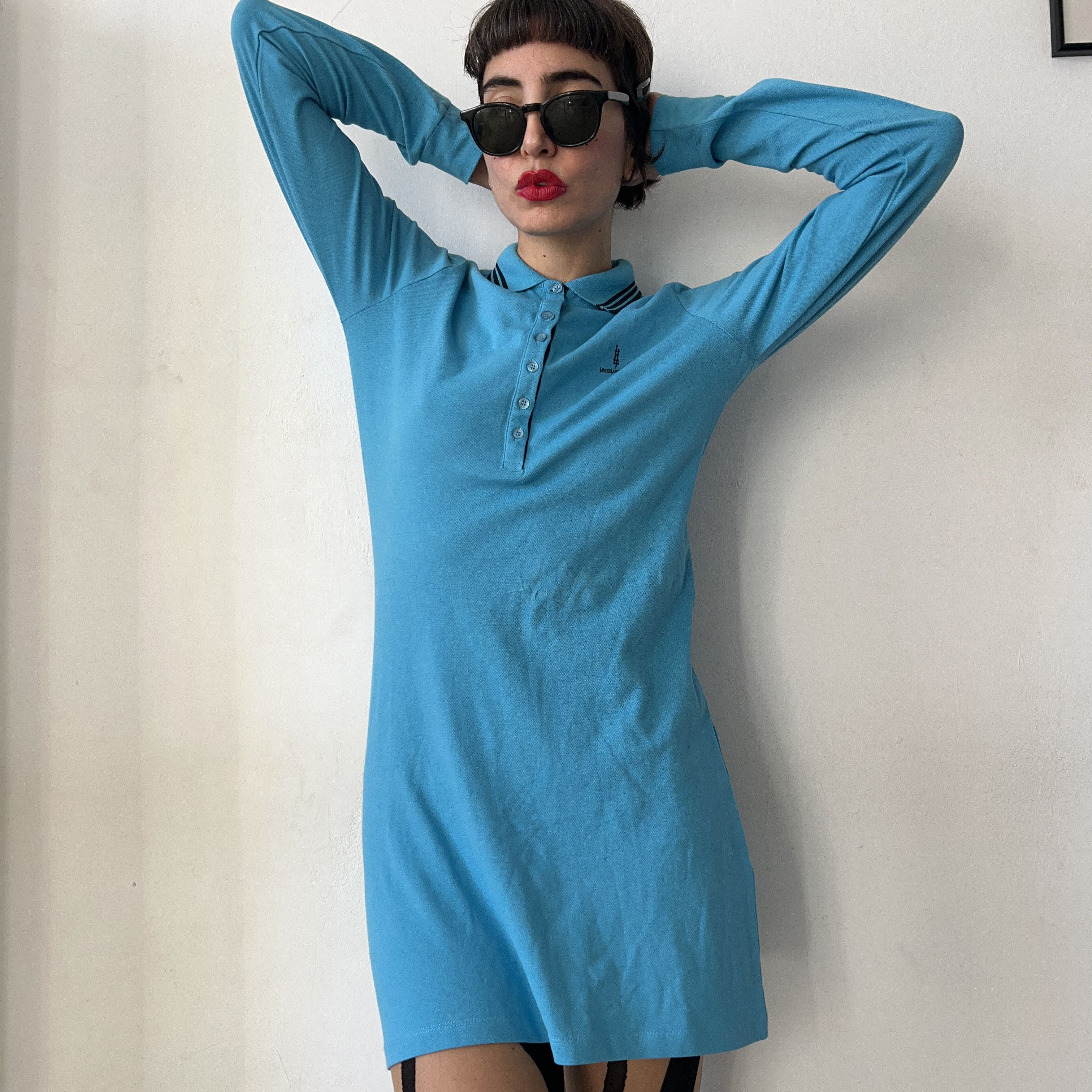 Vintage Vintage blue mod polo dress Size L / US 10 / IT 46 - 4 Thumbnail