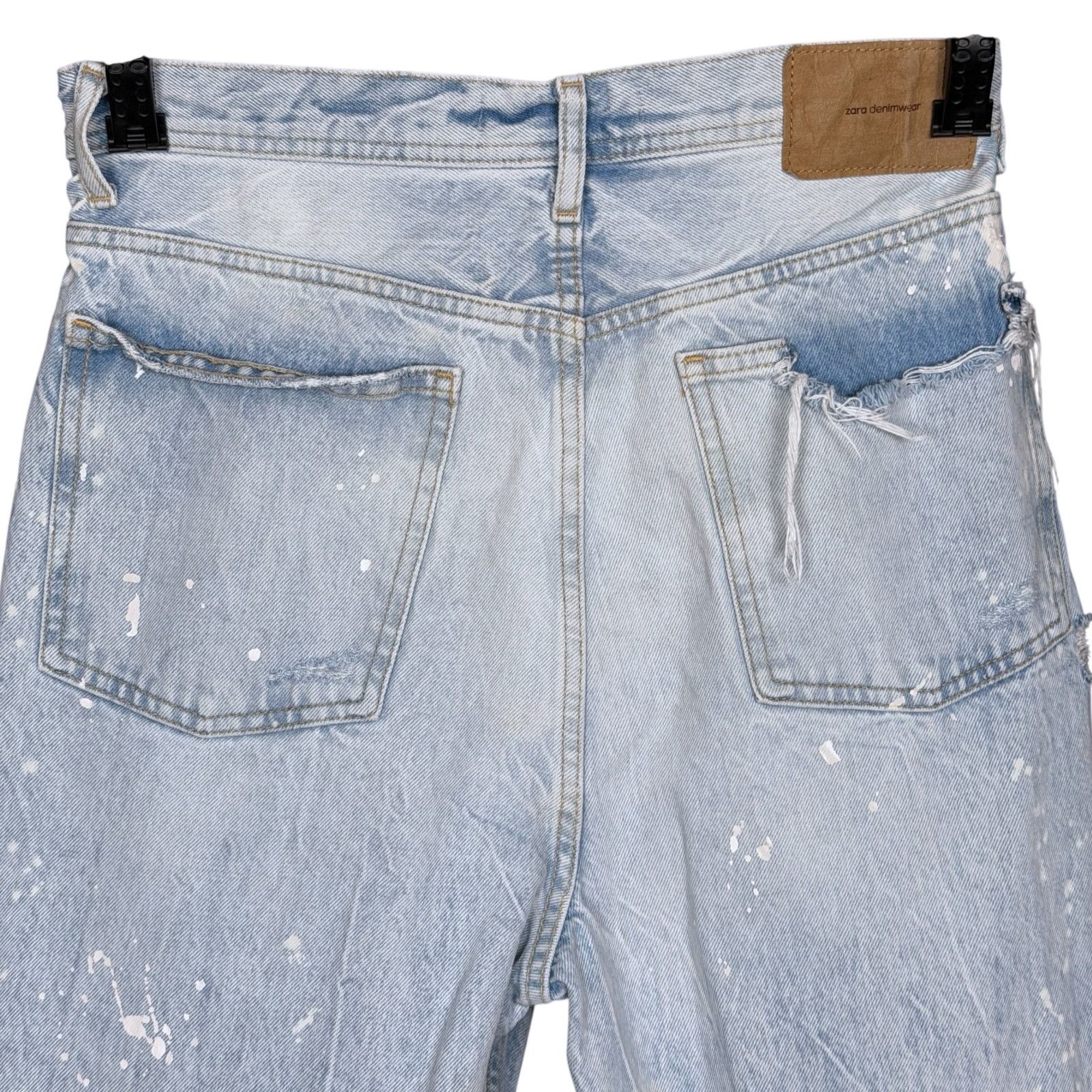 Zara Zara Destroyed Distressed Cropped Light Jeans Women's 30x25 Size 30" / US 8 / IT 44 - 8 Thumbnail