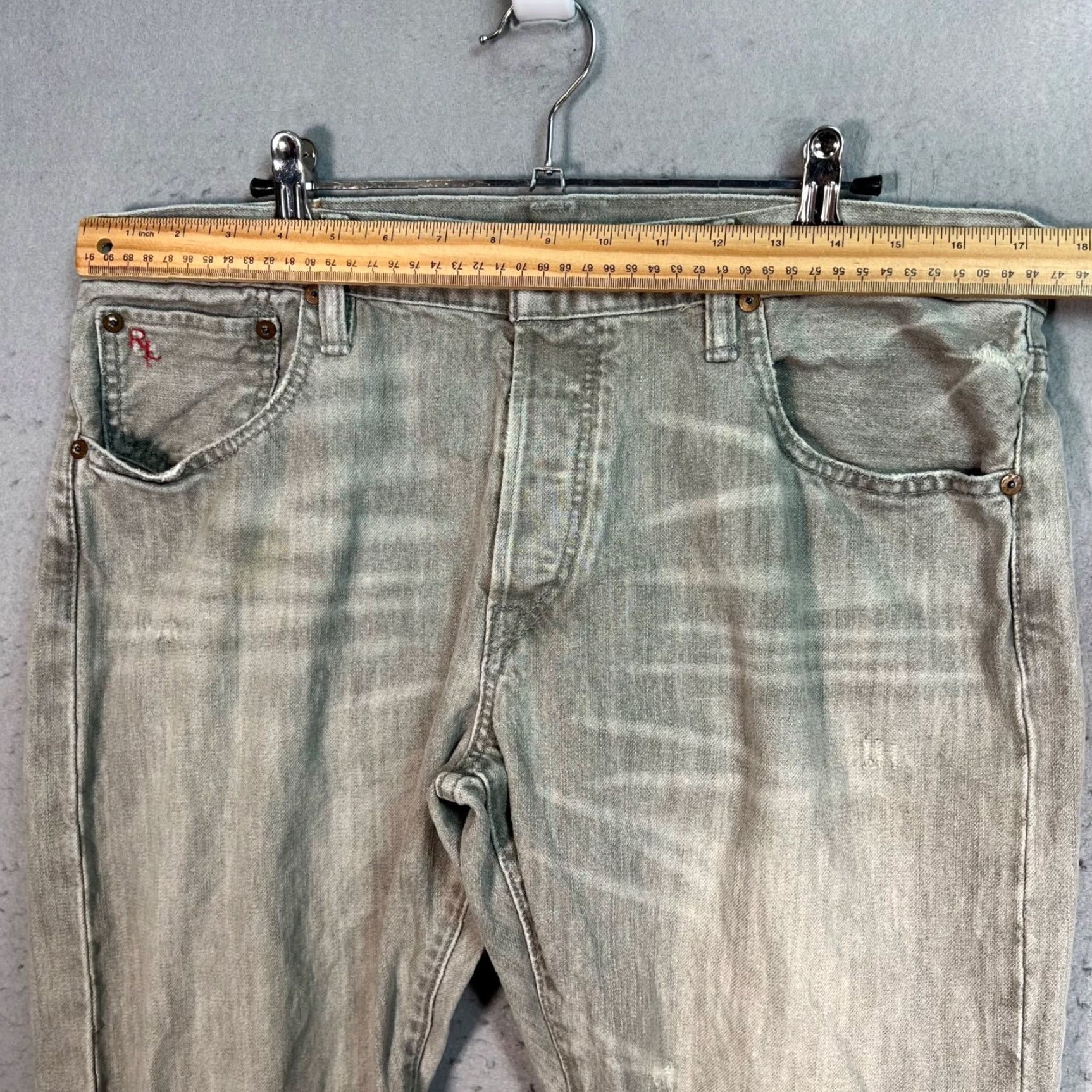 Polo Ralph Lauren Polo Ralph Lauren Mens Jeans Denim 34 X 32 Green Dungarees Straight Leg 5-Pocket Denim Jeans Size US S / EU 44-46 / 1 - 5 Thumbnail