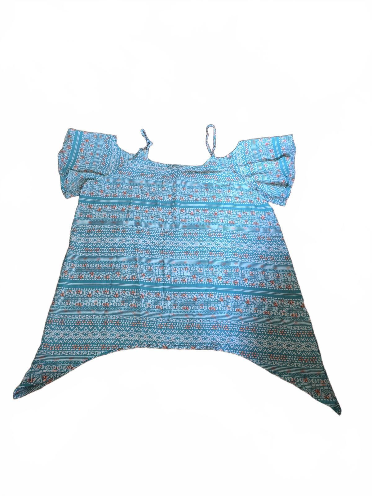 Other Rouge Cold Shoulder Lightweight Blue Summer Blouse Top 2X Size XXL / US 16-18 / IT 52-54 - 3 Thumbnail