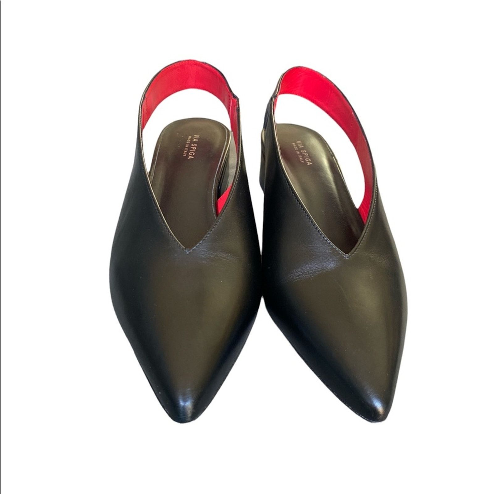 Other VIA SPIGA Darwin Pointed Toe Slingback Pumps Black Leather Size US 7.5 / IT 37.5 - 2 Thumbnail
