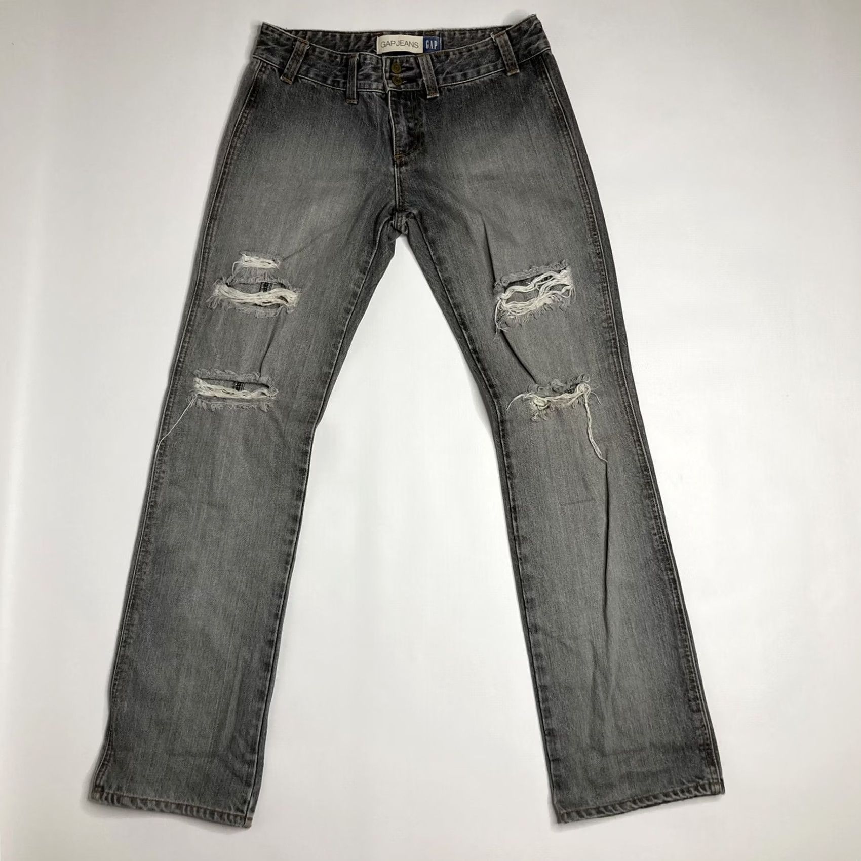 Gap VINTAGE Gap Jeans 2 Button Waist Distressed Destroyed Size 6 Gray 5-Pocket Denim Menus Womens Giov Size 28" / US 6 / IT 42 - 2 Thumbnail