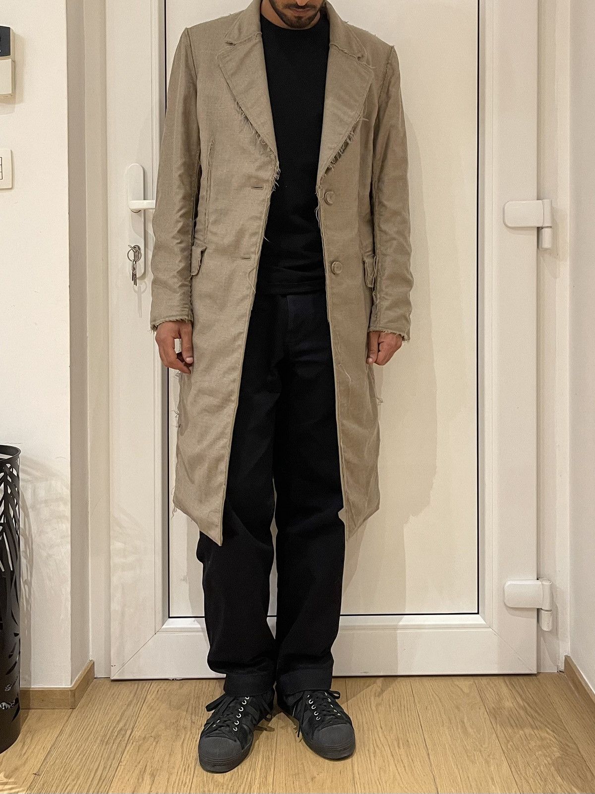 Maison Margiela Maison Martin Margiela FW04 Beige Wool Overlay Long Coat Size US XS / EU 42 / 0 - 4 Thumbnail