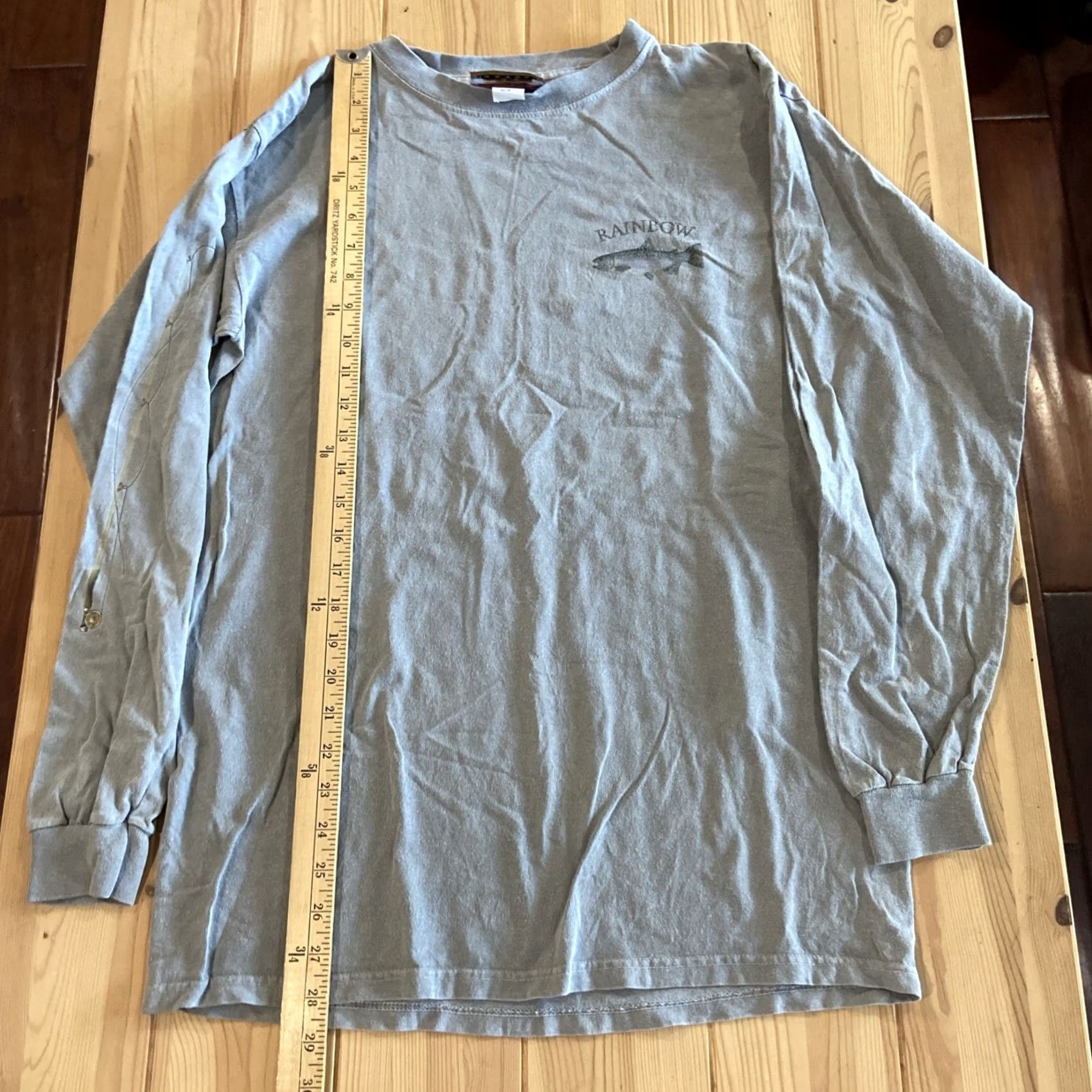 REEF VINTAGE O'Keefe's Reef Pocket T Shirt World Record Rainbow Trout Fishing Crew Neck Long Sleeve Men S Yellow Cotton Graphic Print Size US S / EU 44-46 / 1 - 5 Thumbnail