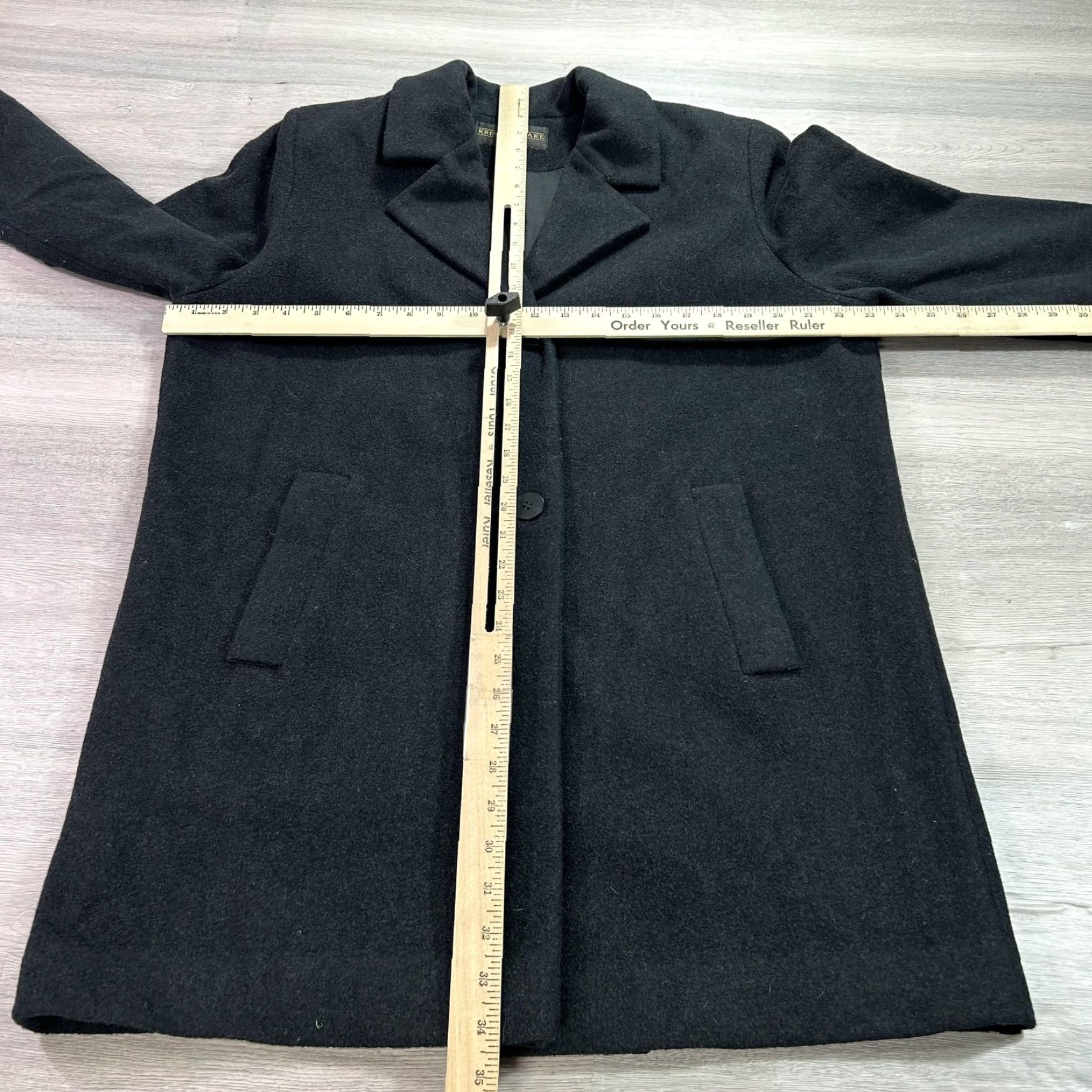Vintage Kristen Blake Coat Womens Small Black Wool Cashmere Blend Lined Made USA Pockets Mid-Length Button Single-Breasted Overcoat Size S / US 4 / IT 40 - 6 Thumbnail