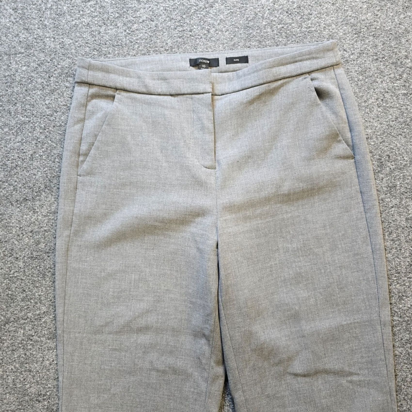 J.Crew J.CREW Pants Women Size 10 Gray Kate Cotton Blend Taper Flat Front Career Casual Pants Size 32" / US 10 / IT 46 - 2 Thumbnail