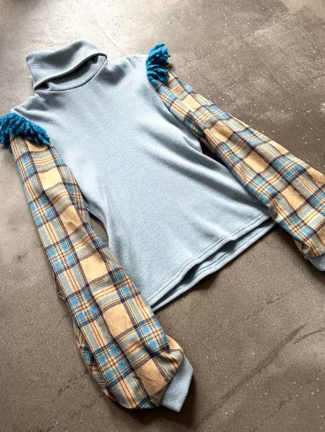 20471120 FRUiTS Magazine–Style Knitted Patchwork Curved-Sleeve Top Size M / US 6-8 / IT 42-44 - 4 Thumbnail