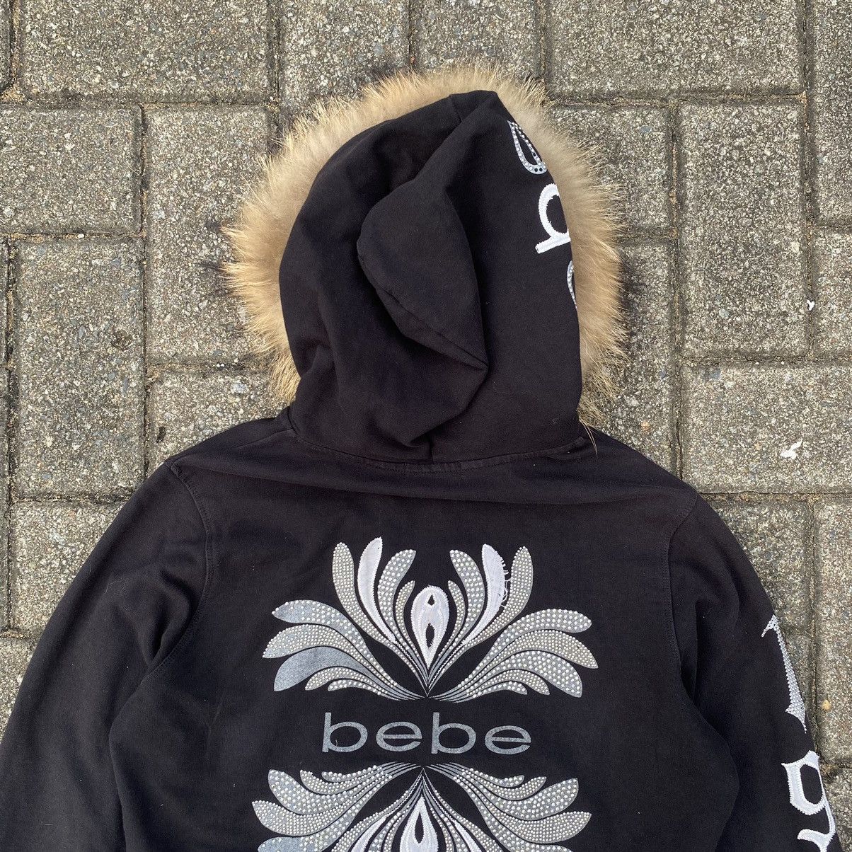 Bebe × Japanese Brand × Vintage Y2K Bebe Bling Logo Goth Glam Rhinestone Fur Hoodie Jacket Size XL / US 12-14 / IT 48-50 - 4 Thumbnail