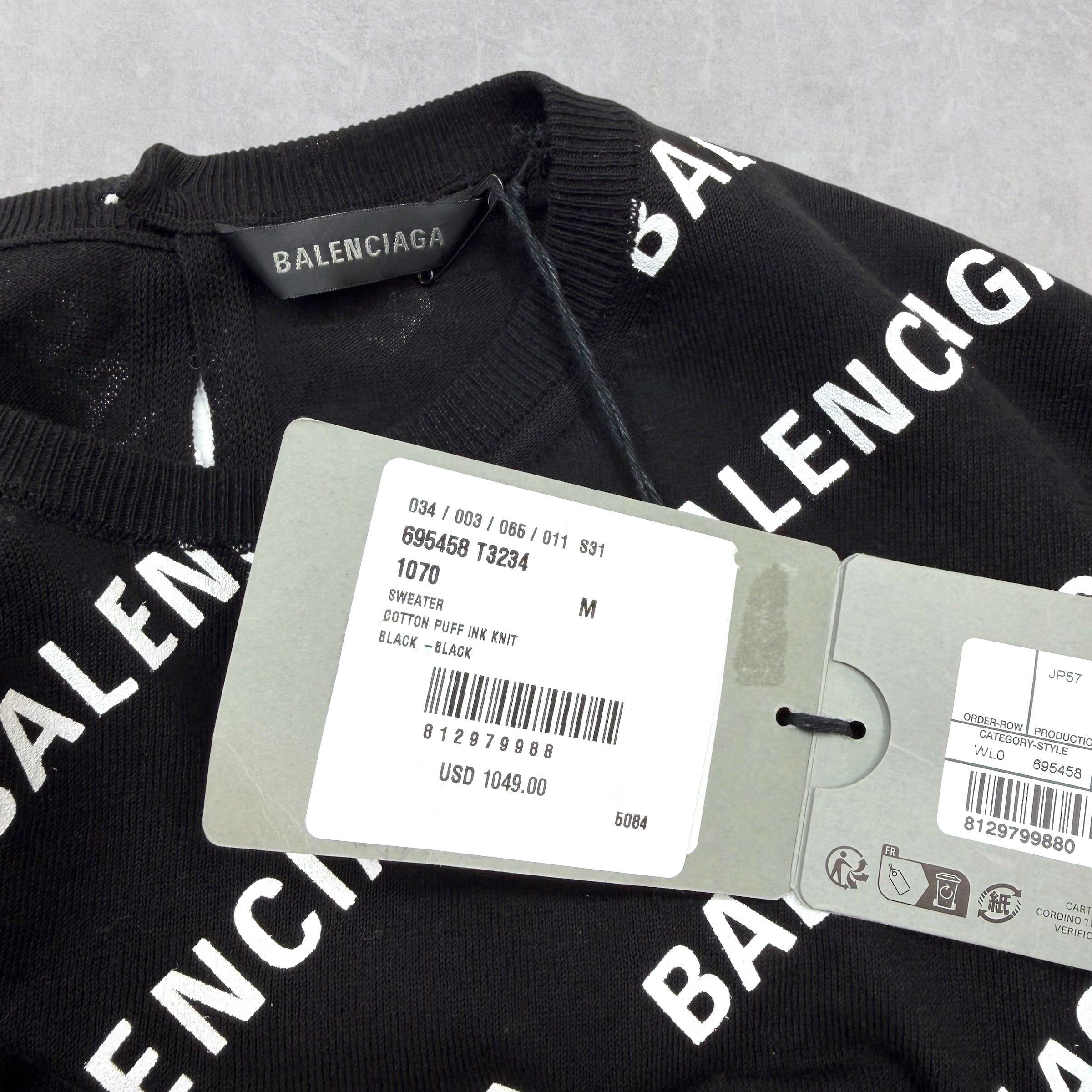 Balenciaga Balenciaga Women's All Over Logo Cropped Sweater M Size M / US 6-8 / IT 42-44 - 4 Thumbnail