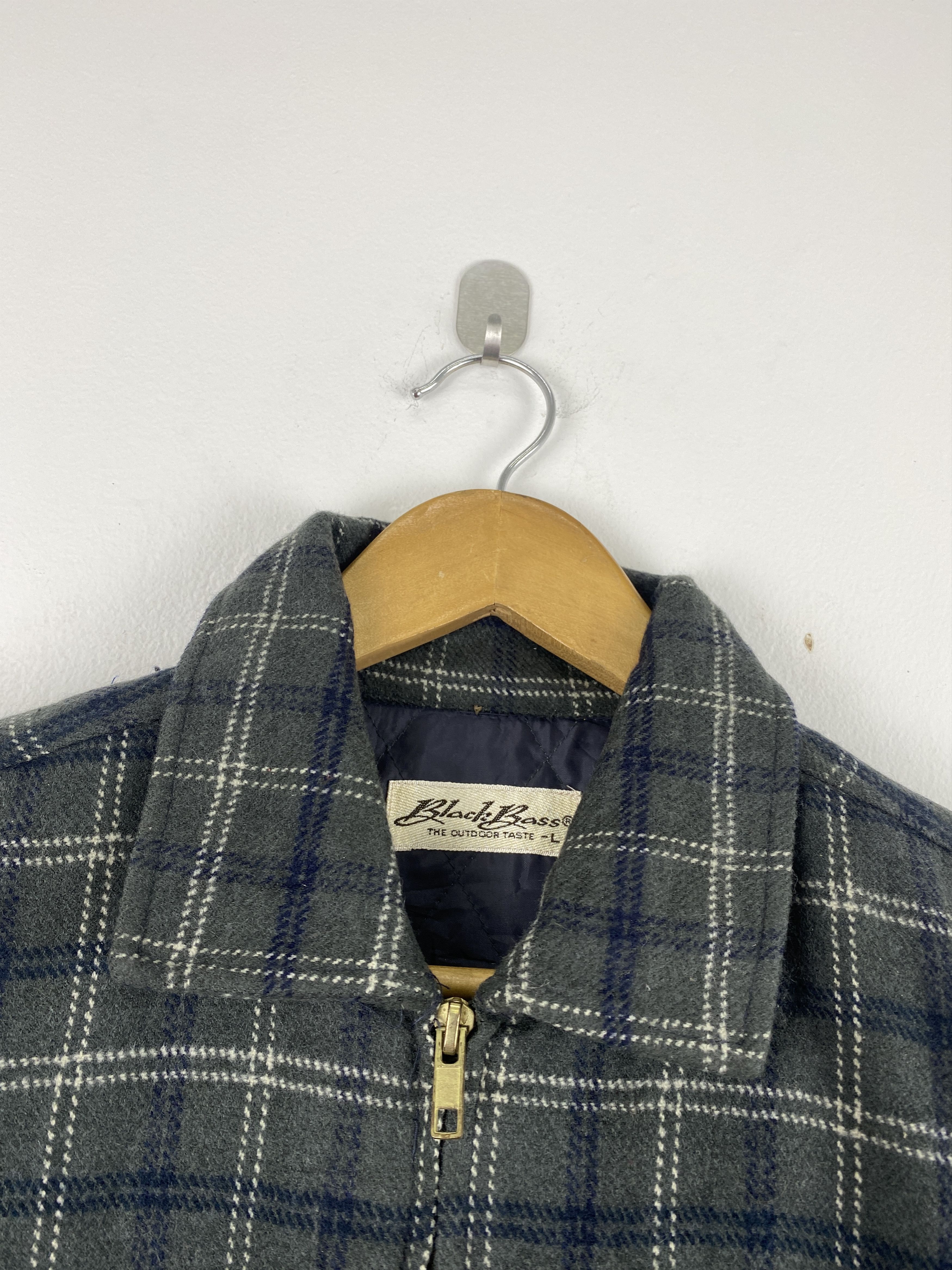 Other Vintage 80s Black bass Plaid Wool Flannel Jacket J1988 Size US L / EU 52-54 / 3 - 8 Thumbnail