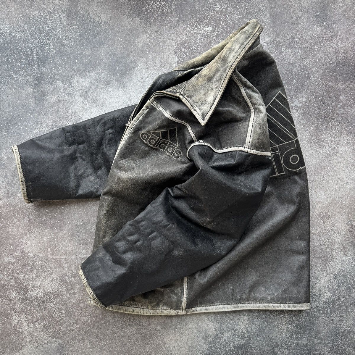 Adidas × Vintage Adidas Equipment leather jacket EQT 90s 80s