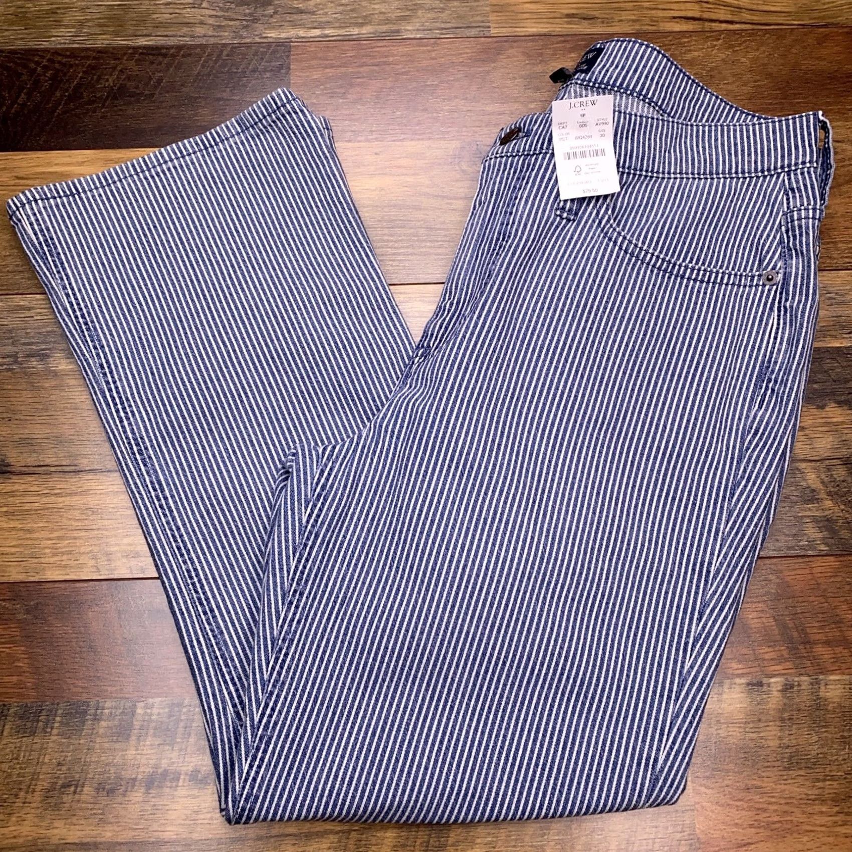 J.Crew J.CREW Jeans Womens 30 High Rise Crop Flare Striped Stretch Denim Blue 5-Pocket Modern Light Wash NWT Size 30" / US 8 / IT 44 - 2 Thumbnail