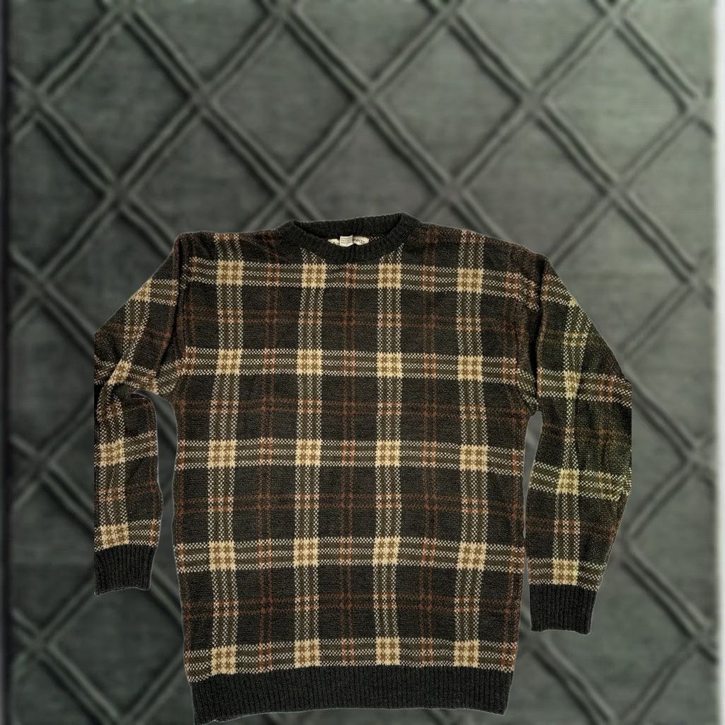 Vintage VINTAGE MunsingWear Men Brown Sweater L Crew Neck Woolless Geometric Waffle-Knit 90s Pullover All Seasons Size US L / EU 52-54 / 3 - 1 Thumbnail