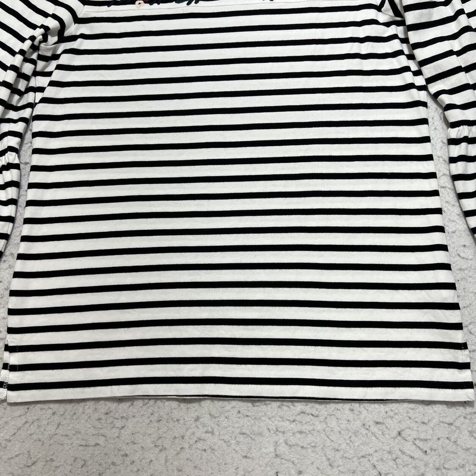 J.Crew J. Crew Embroidered Floral Top Black White Striped Size M / US 6-8 / IT 42-44 - 6 Thumbnail